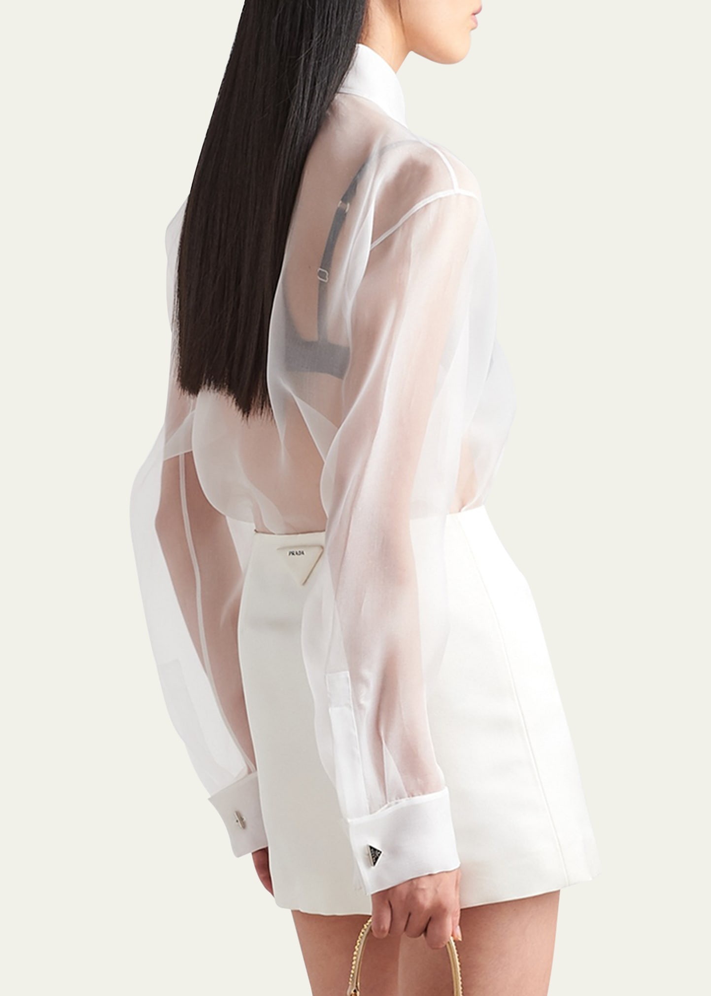 Sheer Organza Pleated Blouse - 3