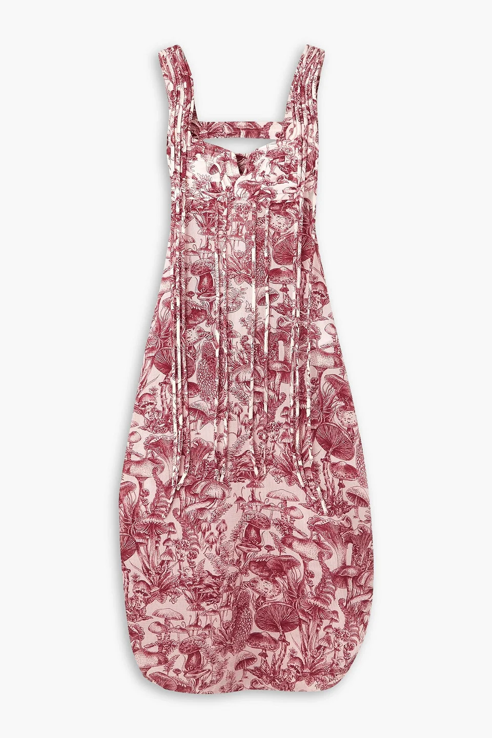 Fringed printed silk and cotton-blend midi dress - 1