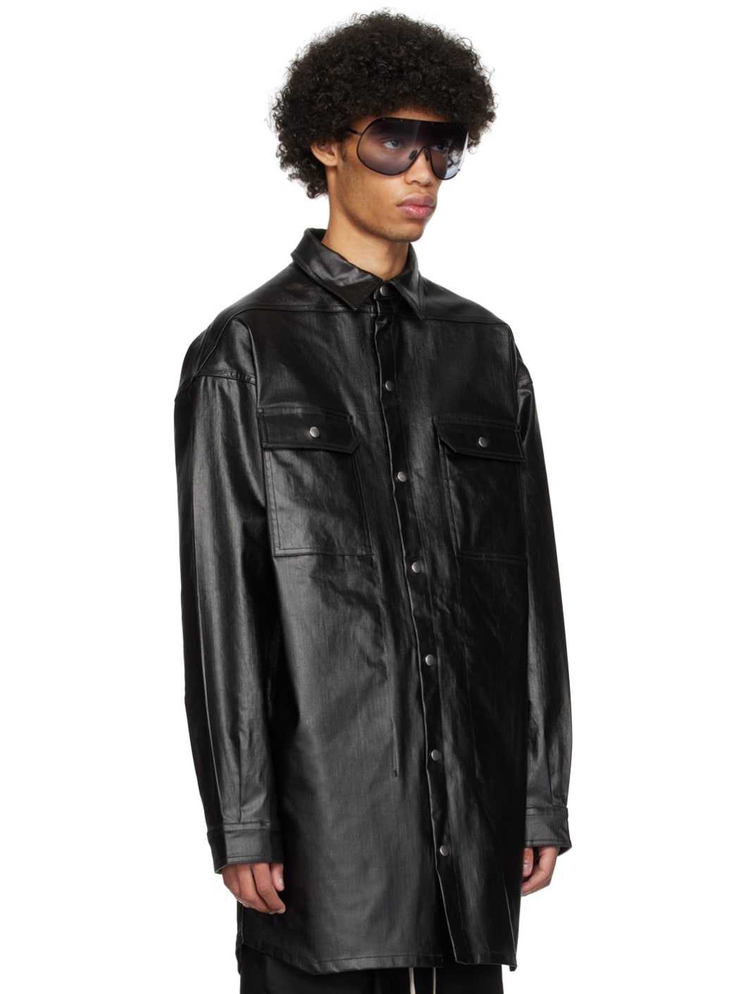 Black Dropped Shoulder Denim Shirt - 2