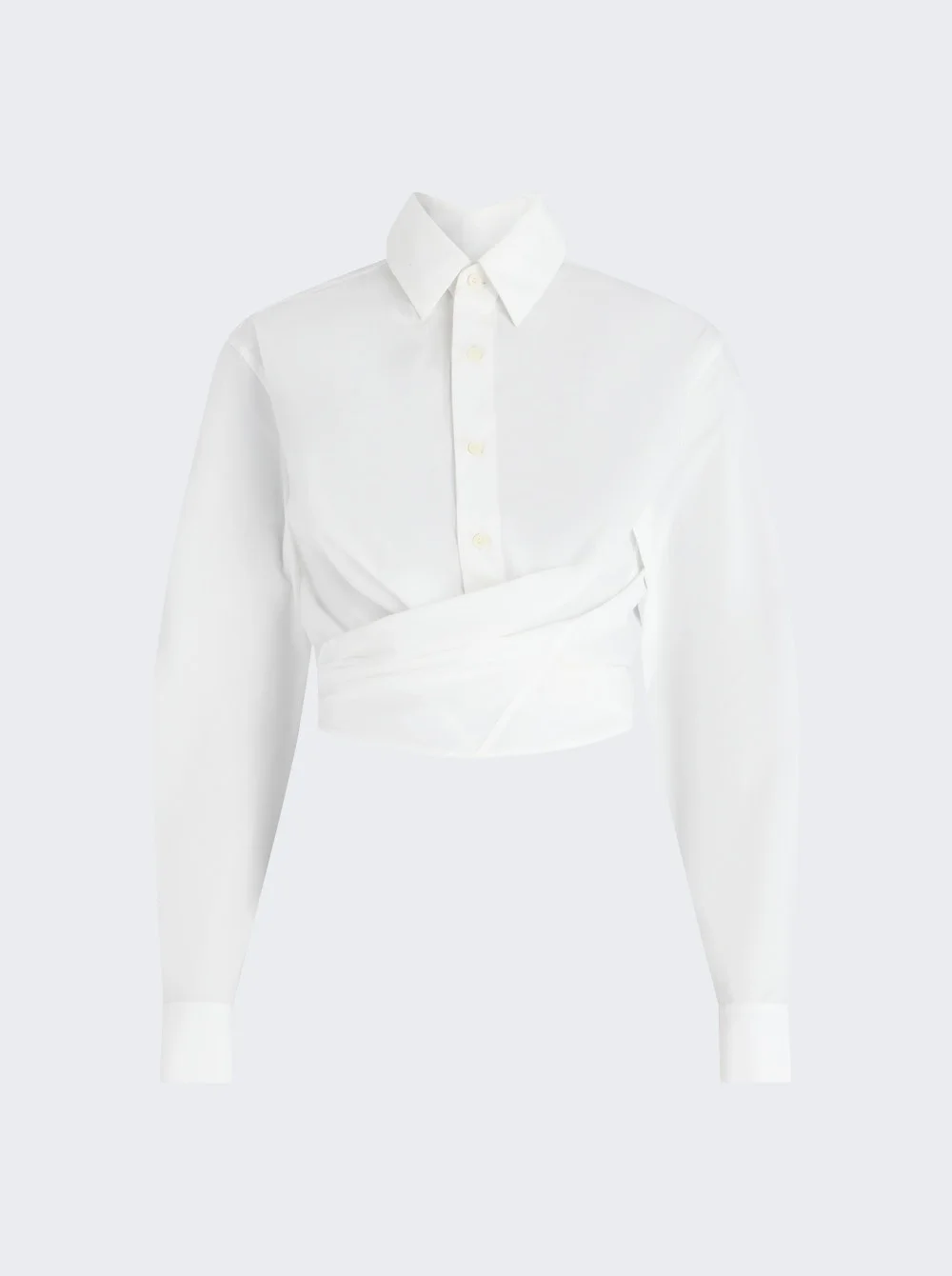 The Wrapped Cropped Cache-cœur Shirt White - 1