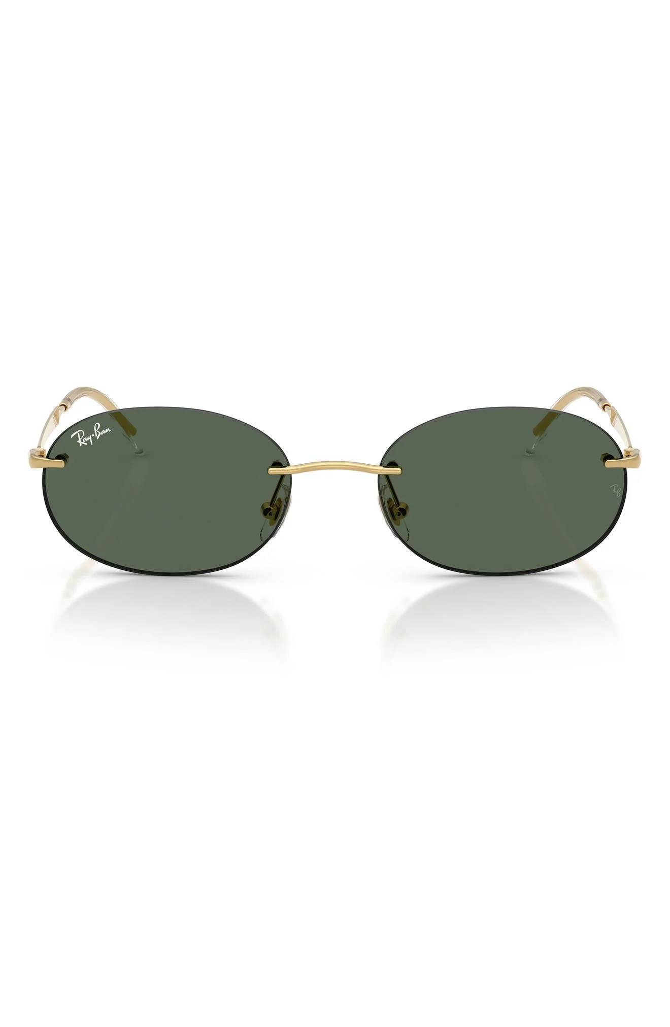 Ray-Ban 54mm Rimless Oval Sunglasses in Arista /Dark Green at Nordstrom - 1