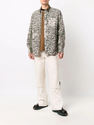 sacai quote print overshirt outlook