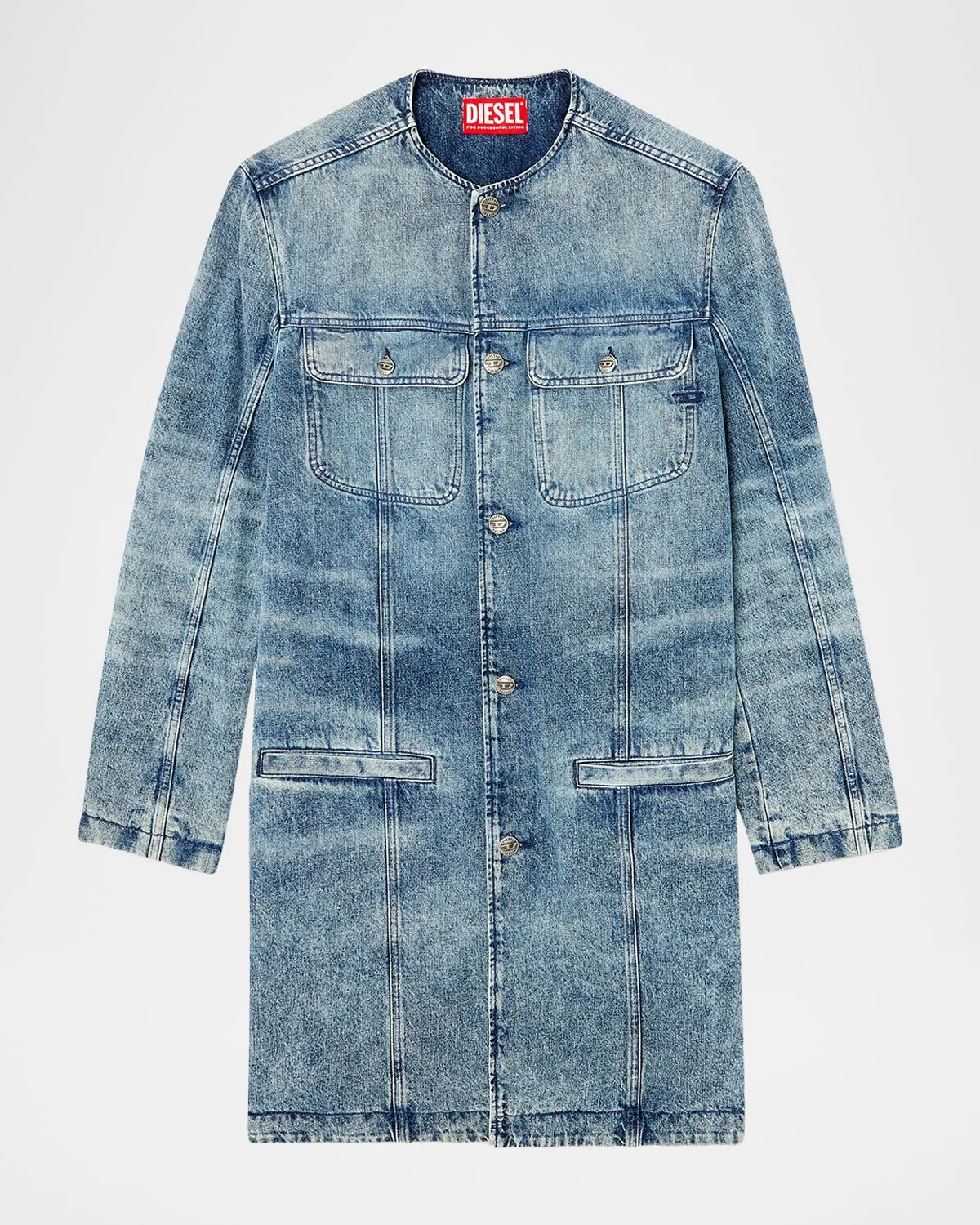 Men's Long Denim Jacket - 1