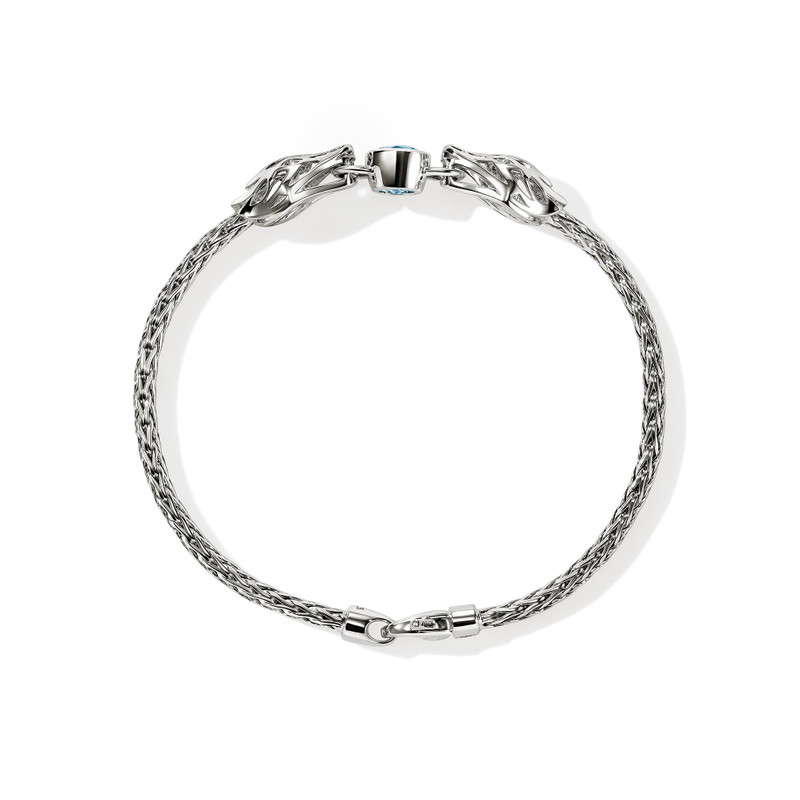 Naga Bracelet, Sterling Silver, Blue Topaz, Diamond 3.5MM 4