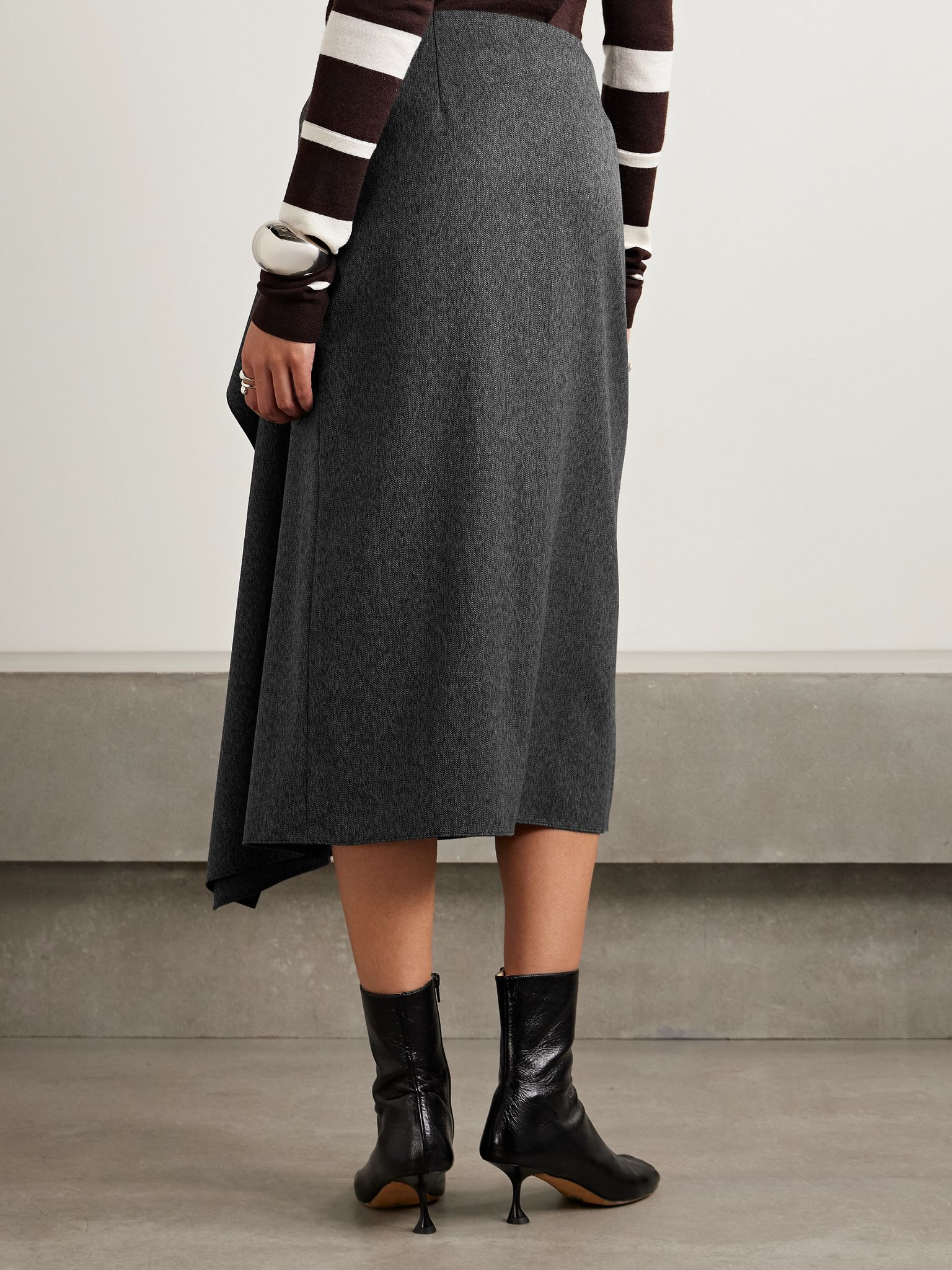 Amery draped twill midi skirt Gray - 3