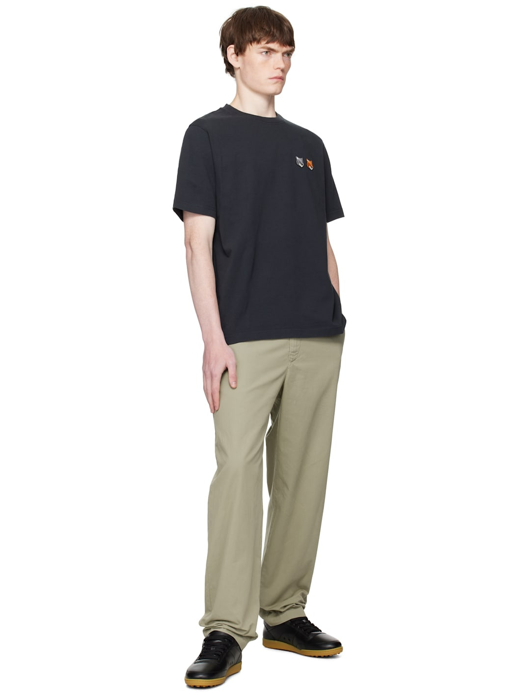 Black Double Bold Fox Head Comfort T-shirt - 4