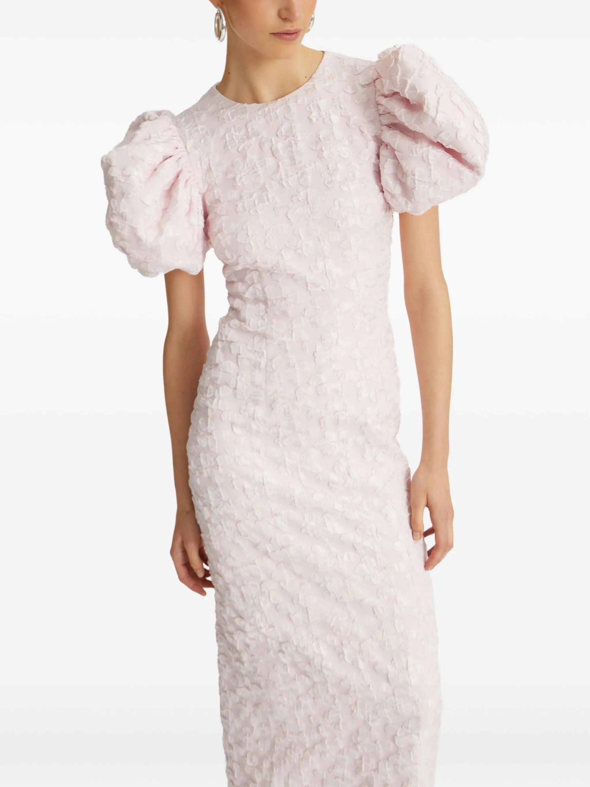 Rotate Puff-sleeve Jacquard Maxi Dress - 3