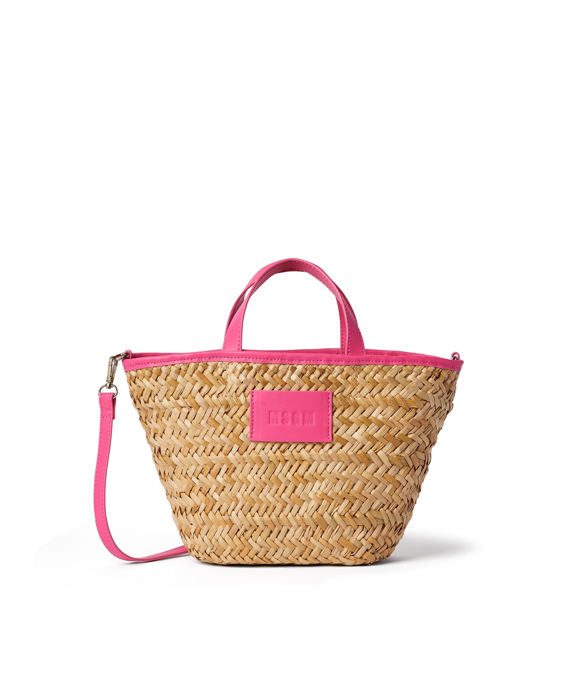 Large straw tote bag with accomanying mini pouch - 1