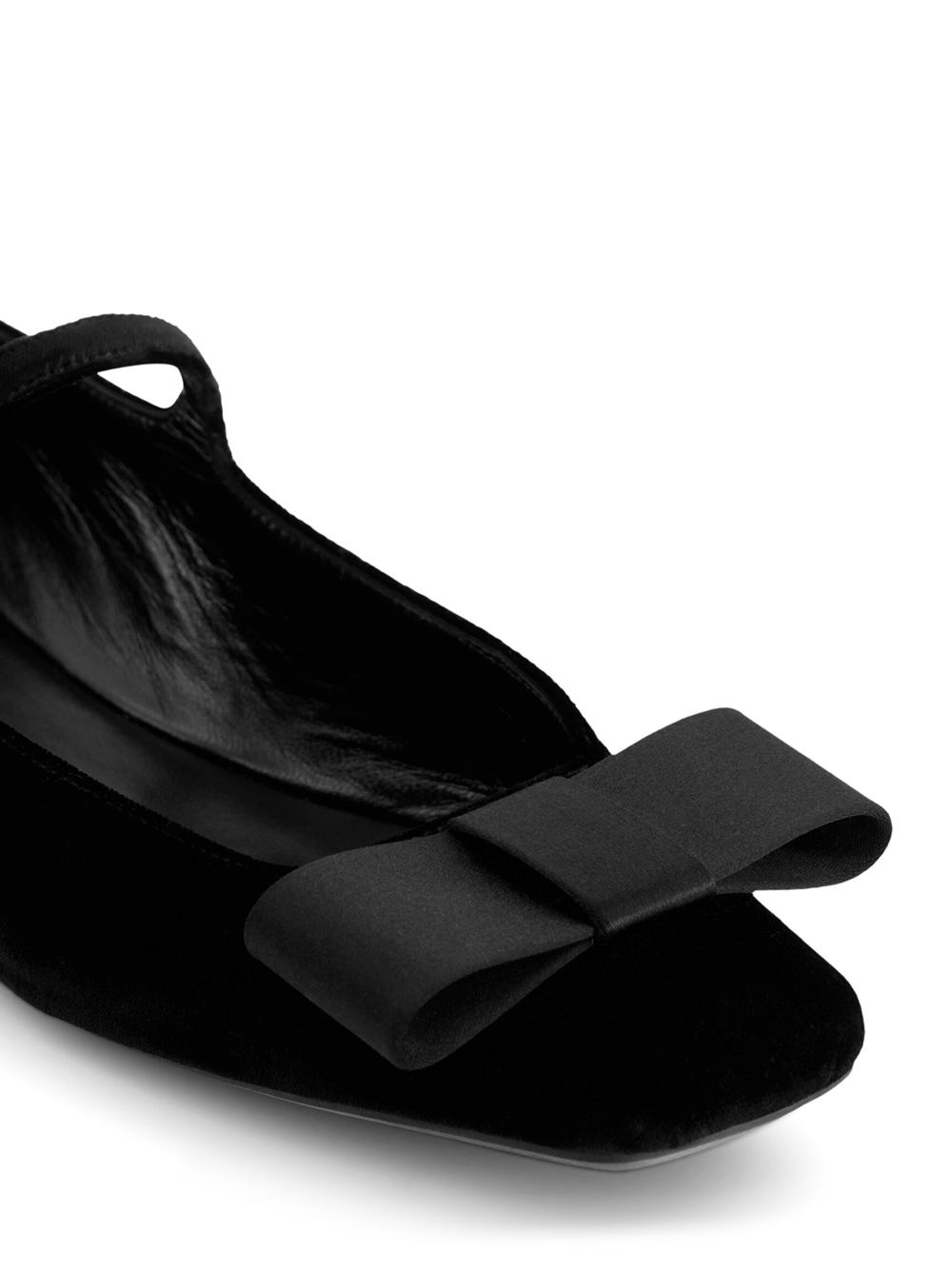 bow-embellished velvet ballerina shoes - 5