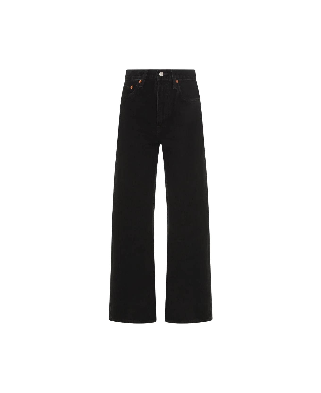 Black Cotton Ribcage Wide Leg H223 Jeans - 1