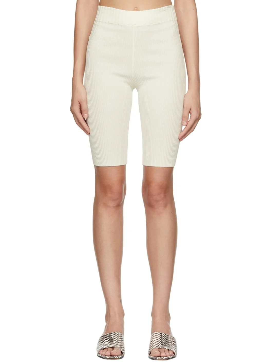 White Knit Shorts - 1