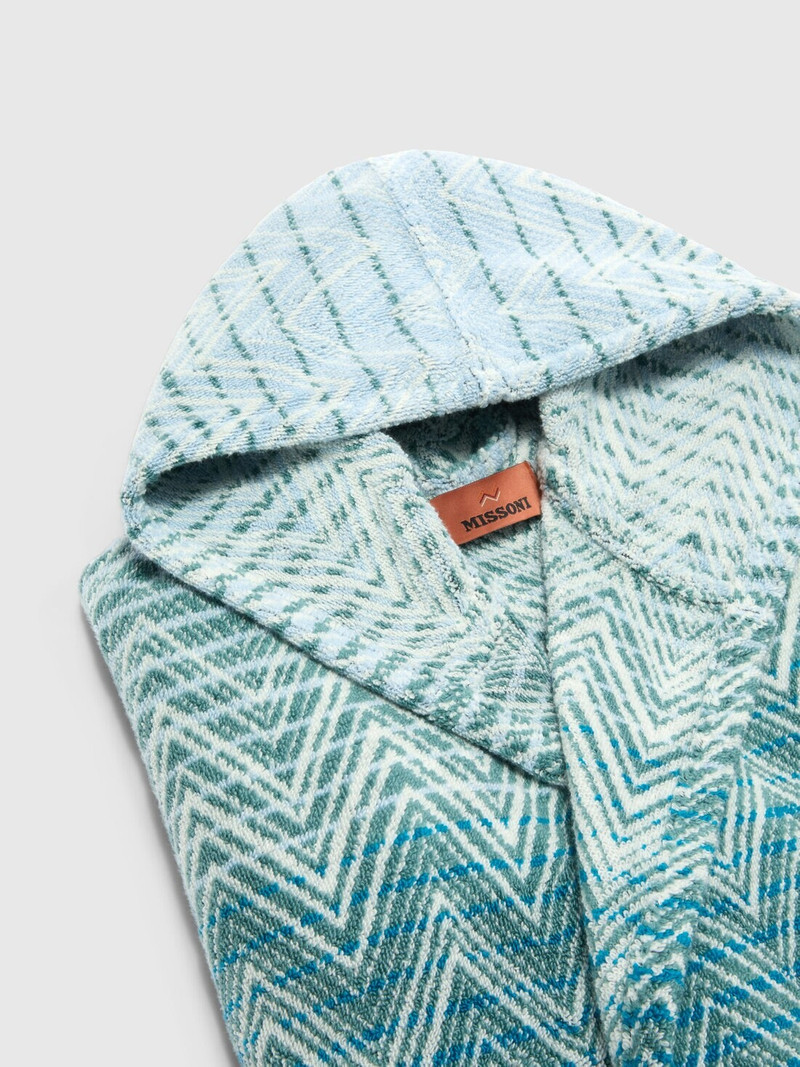 Stone Hooded Bathrobe in cotton terry with zebra pattern 3