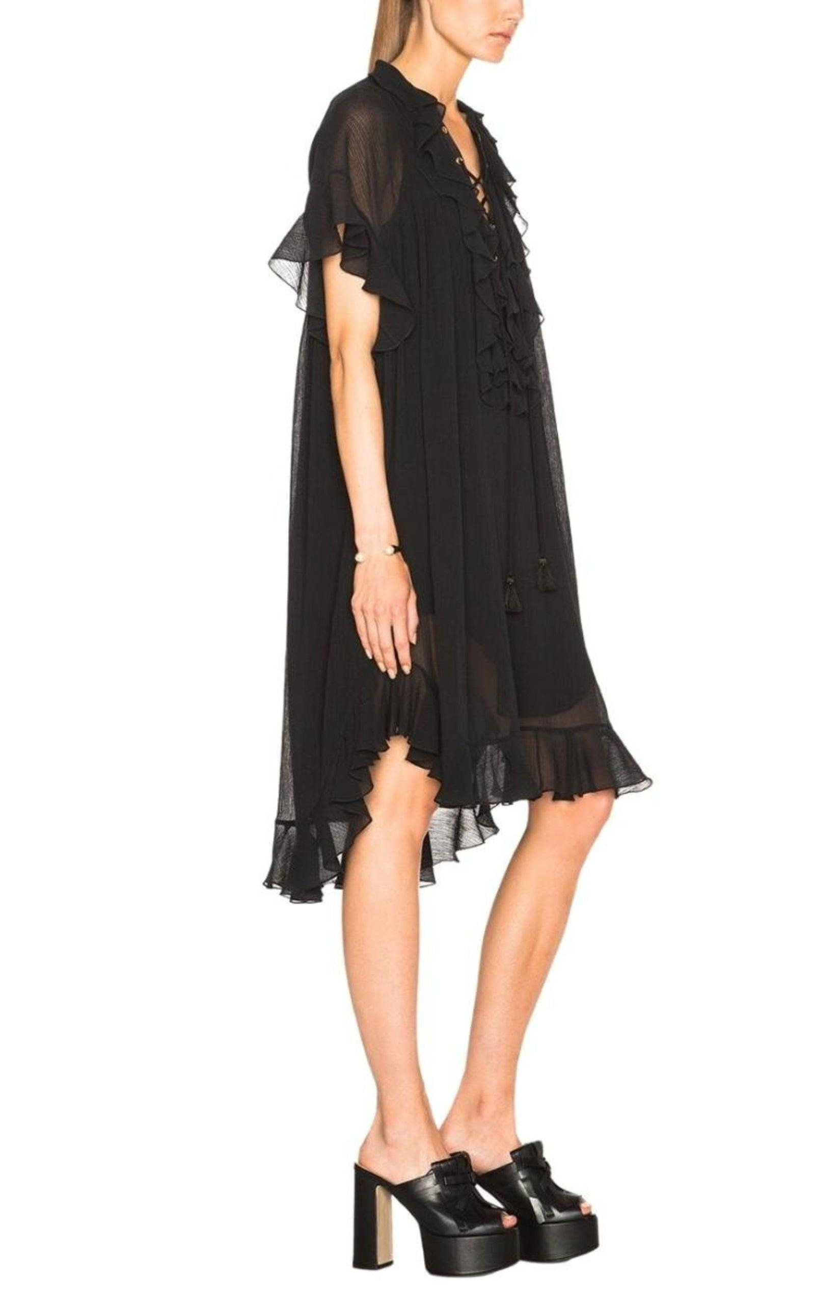 Cotton Crepon Gauze Ruffle Dress - 4