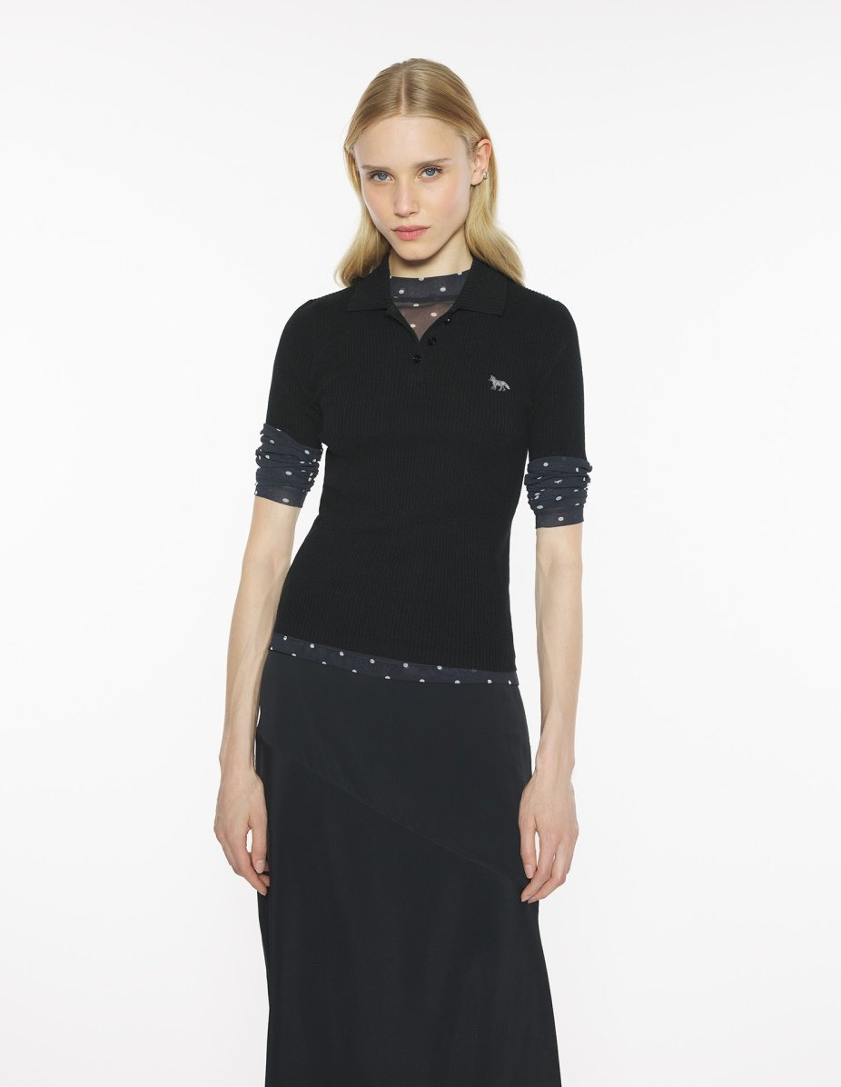 BABY FOX FINE RIB WOOL POLO - 3