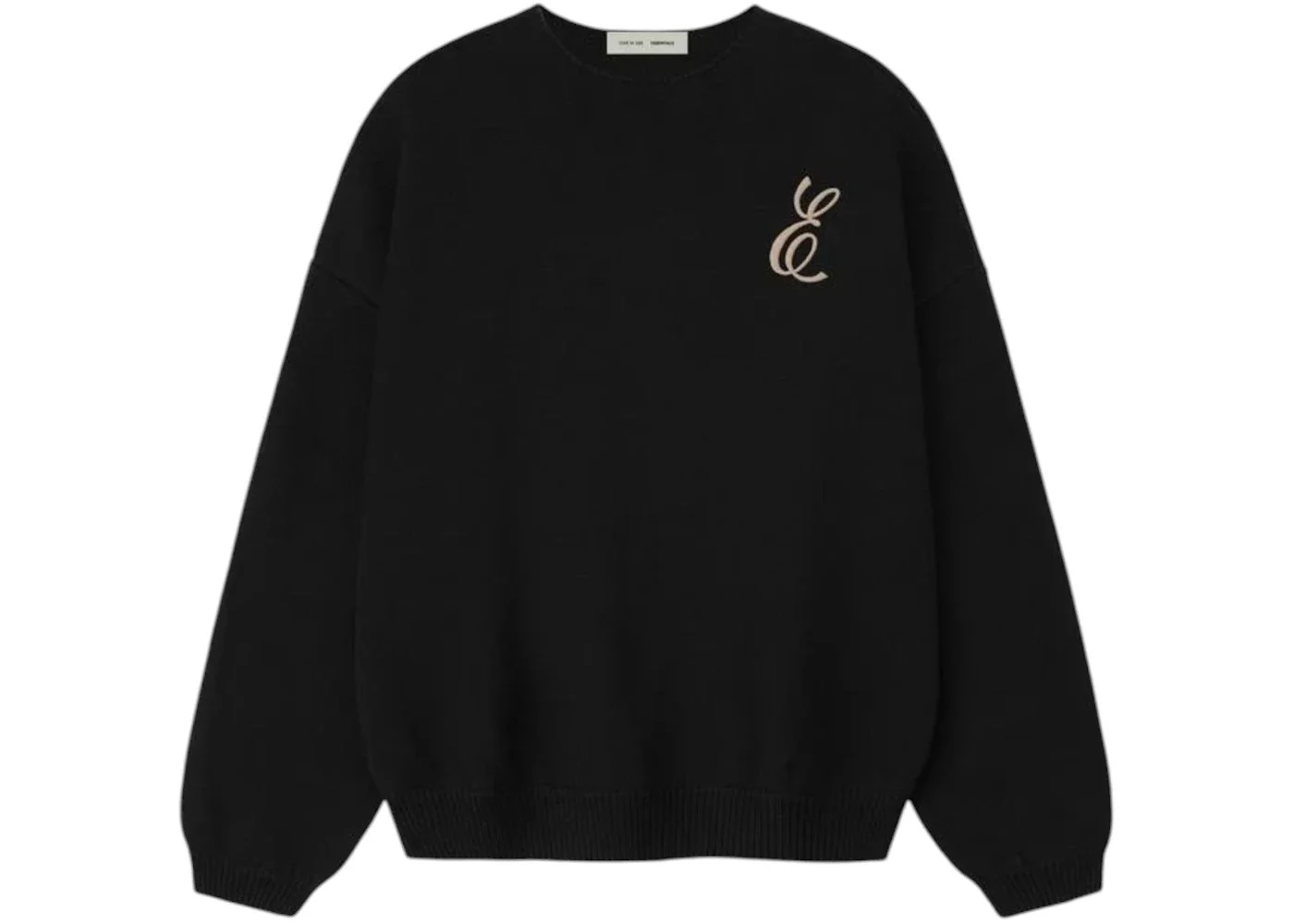 Fear of God Essentials Waffle Crewneck Sweater Vintage Black - 1