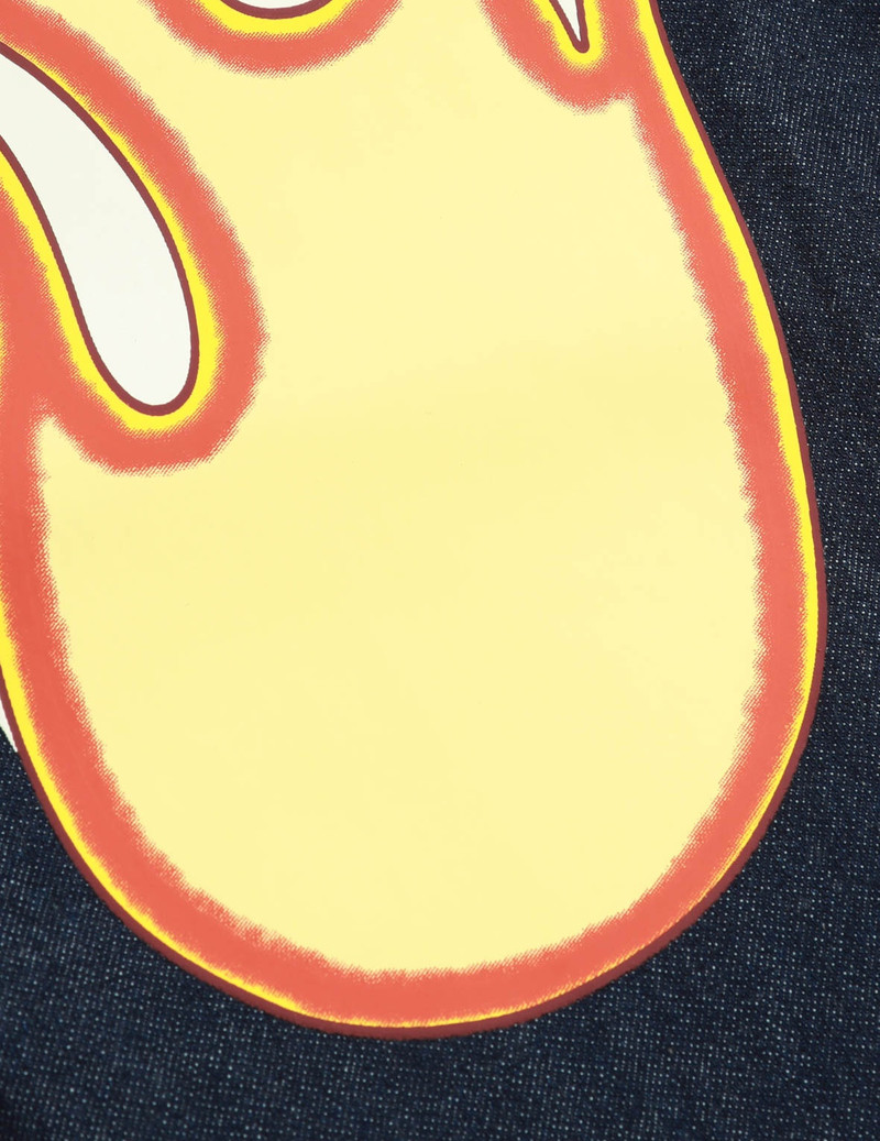 FLAME DAICOCK PRINT SIDE ZIPPED DENIM JOGGER PANTS 10