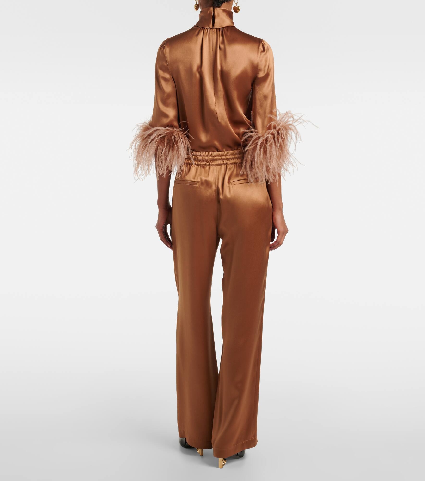 Silk satin wide-leg pants - 3
