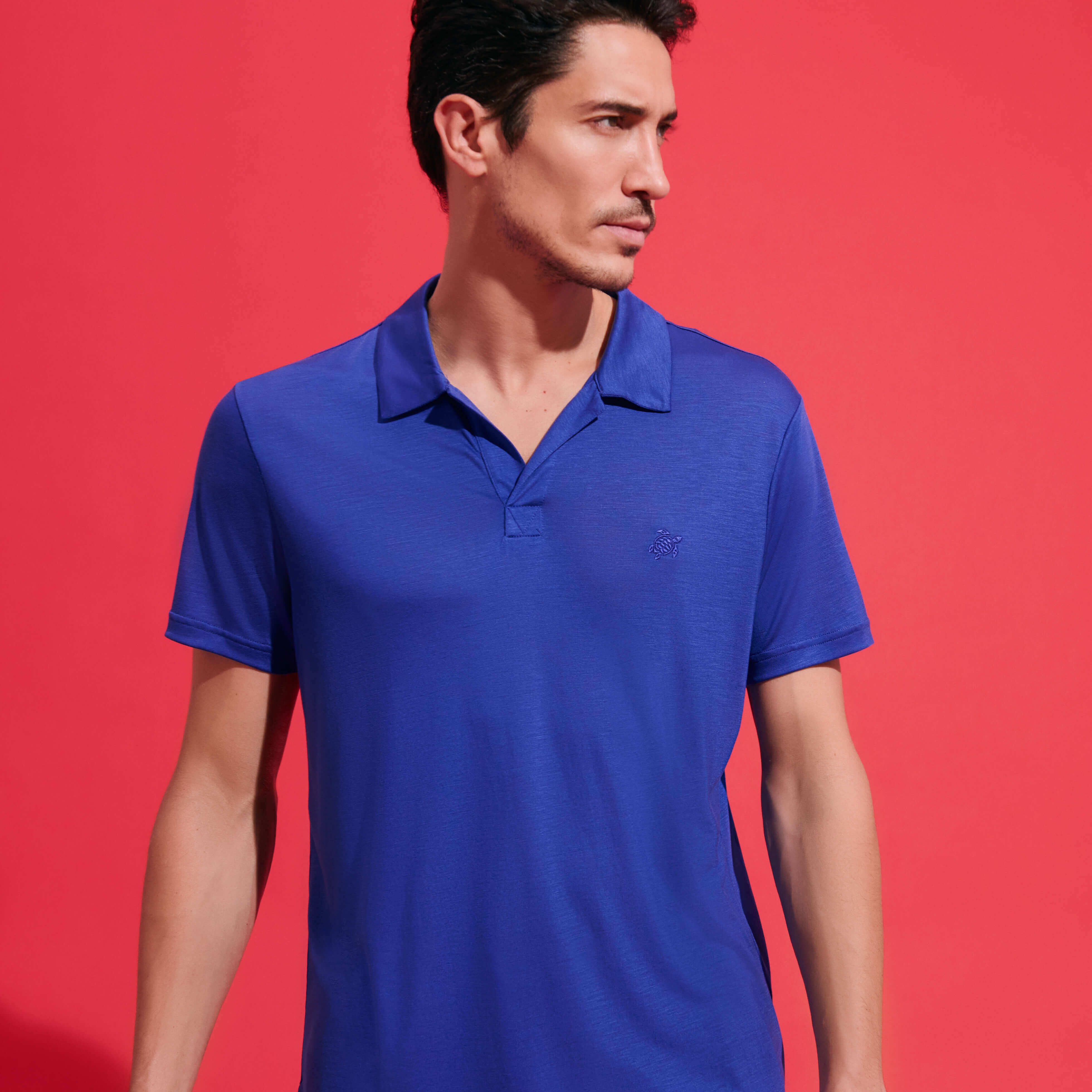 Men Tencel Polo Shirt Solid - 3