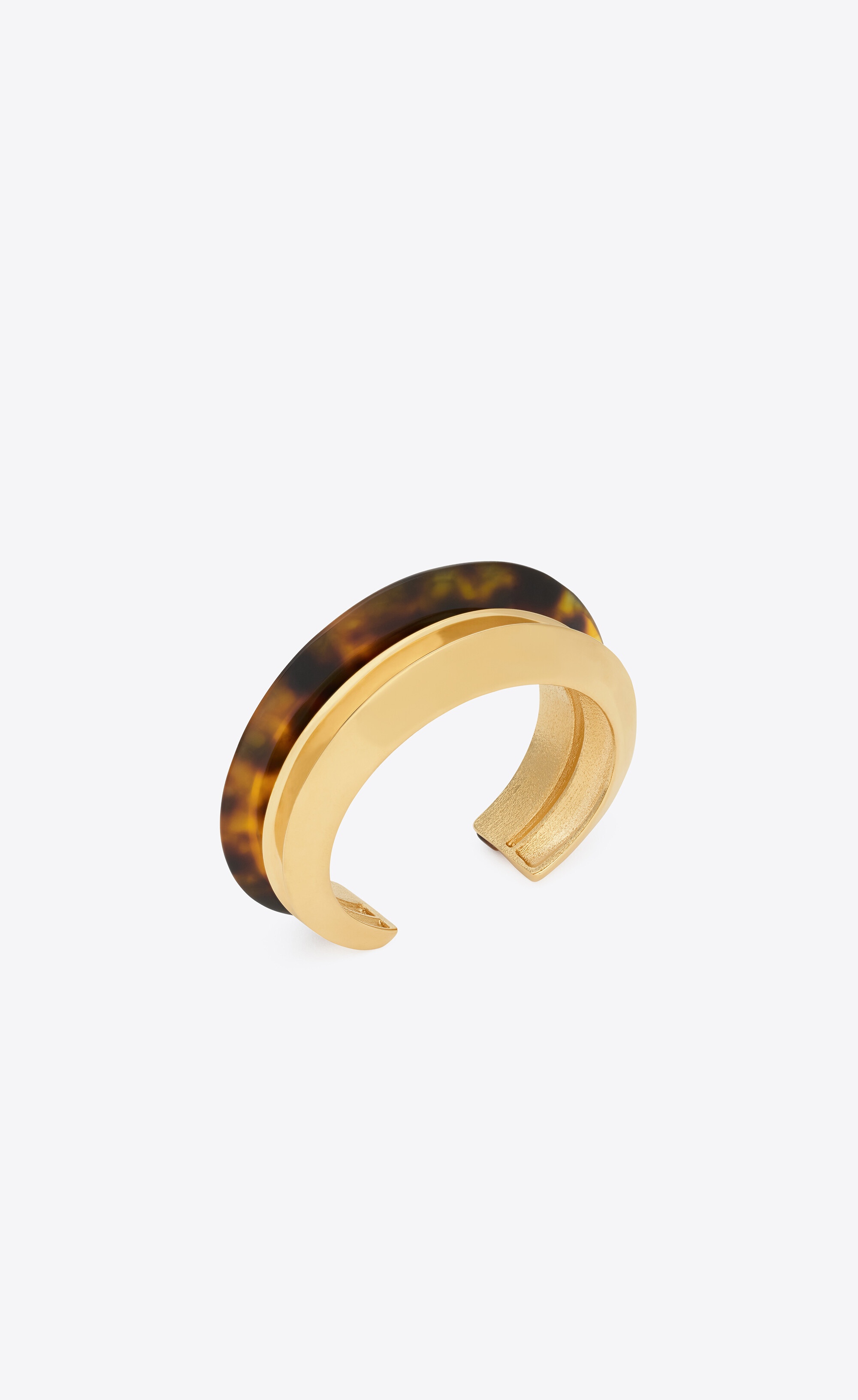 tortoiseshell duet cuff in resin and metal - 1