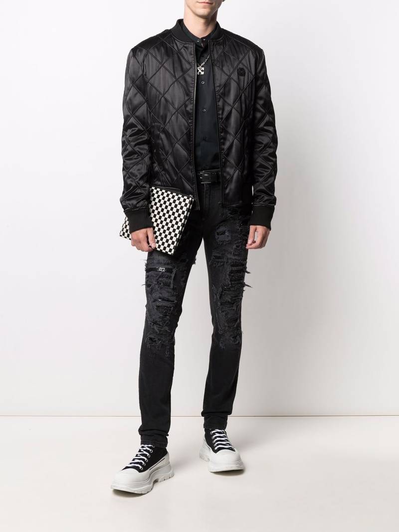 PHILIPP PLEIN mesh ripped-detail jeans outlook