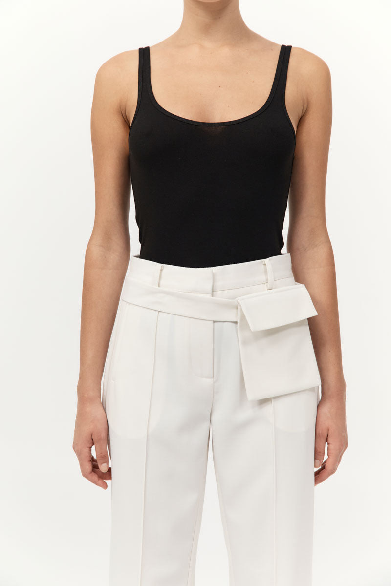 Organic Cotton Slim Scoop Tank - Jet Black - 3