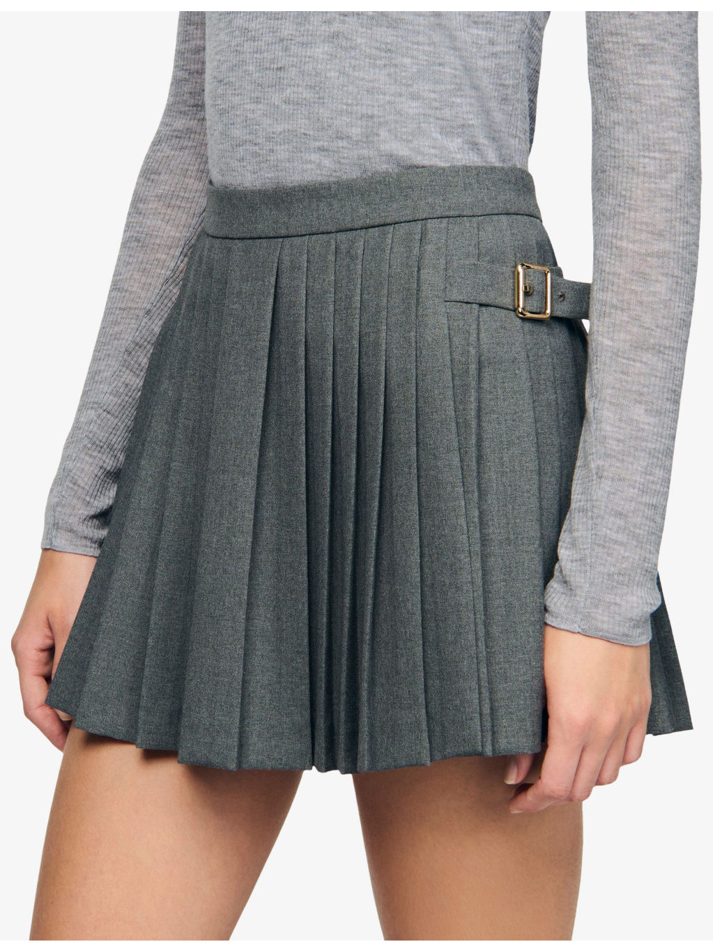 Pleated High-Rise Stretch-Woven Mini Skirt - 5
