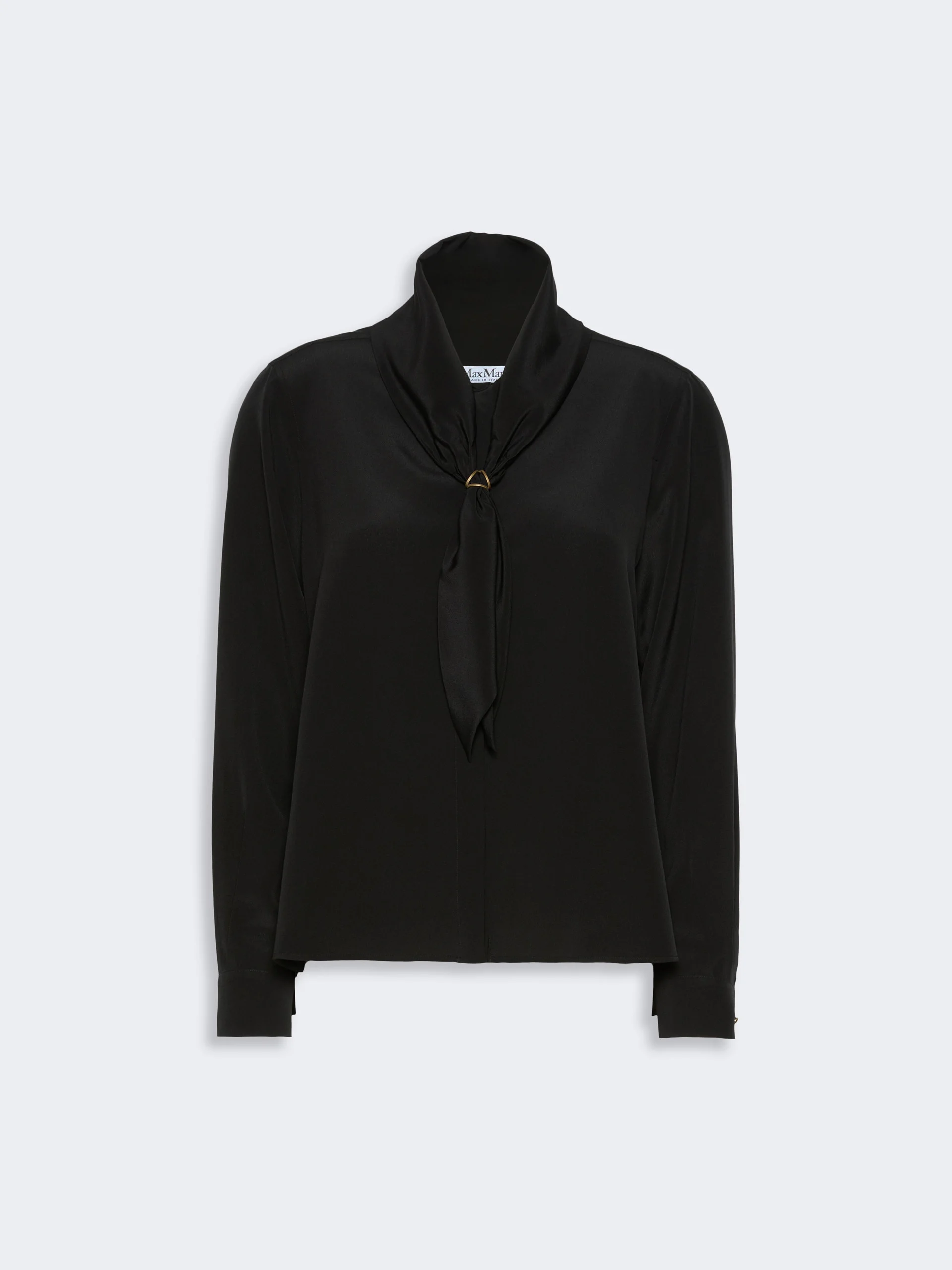 DRY Silk shirt with scarf detail - BLACK - 1