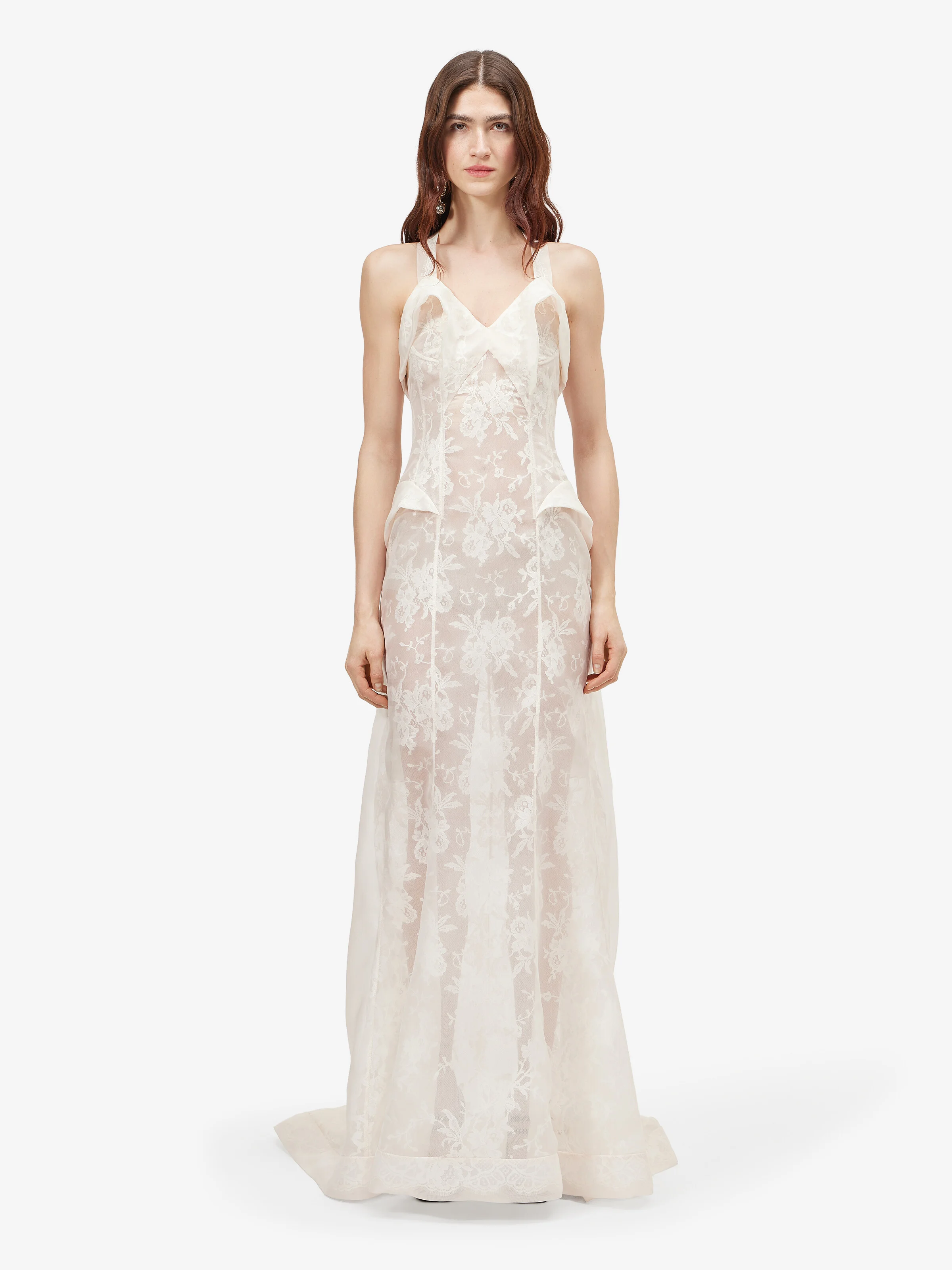 Women's Floral Lace Evening Dress in Pink - 1