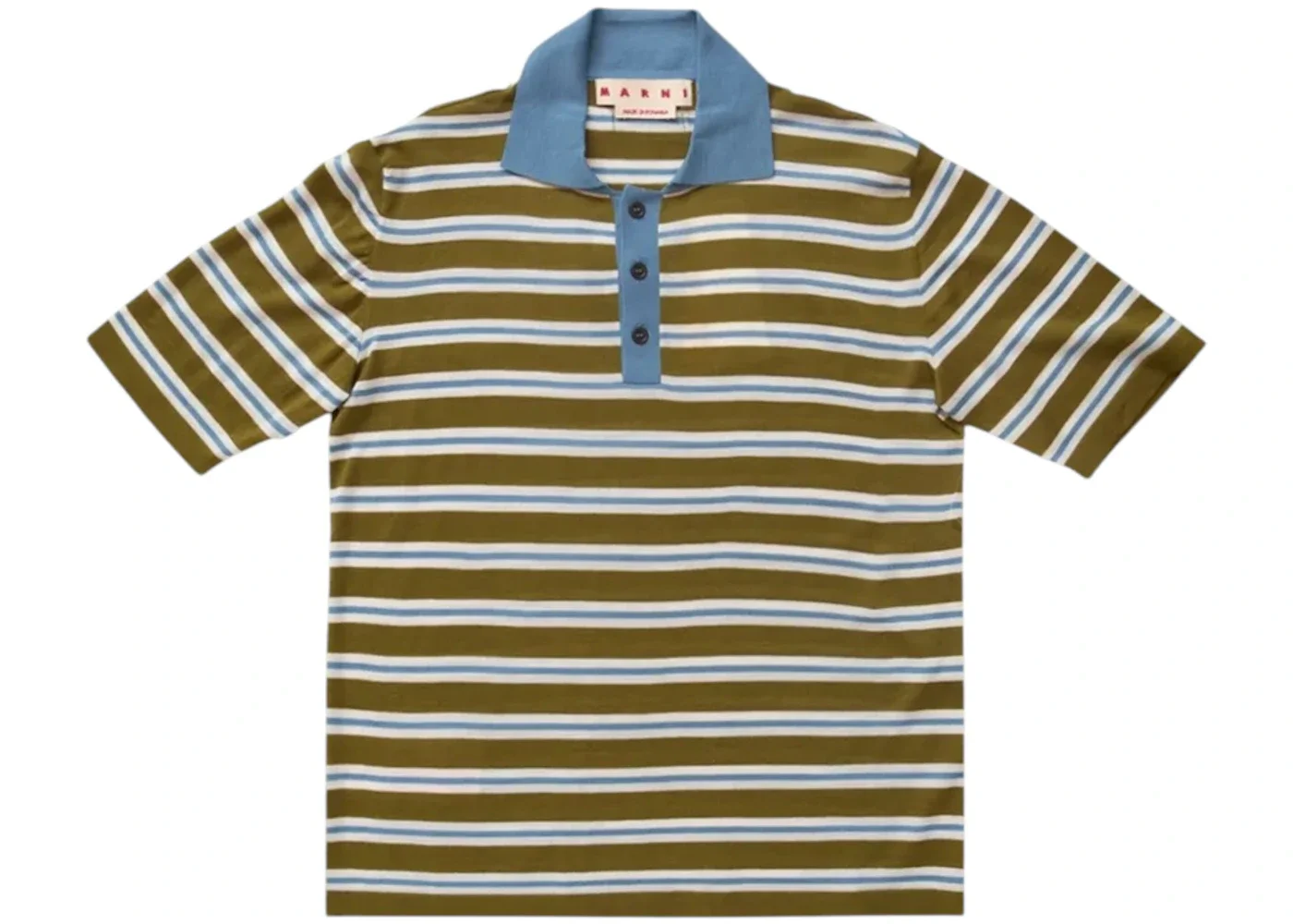 Marni Striped Wool Polo Shirt Grass - 1