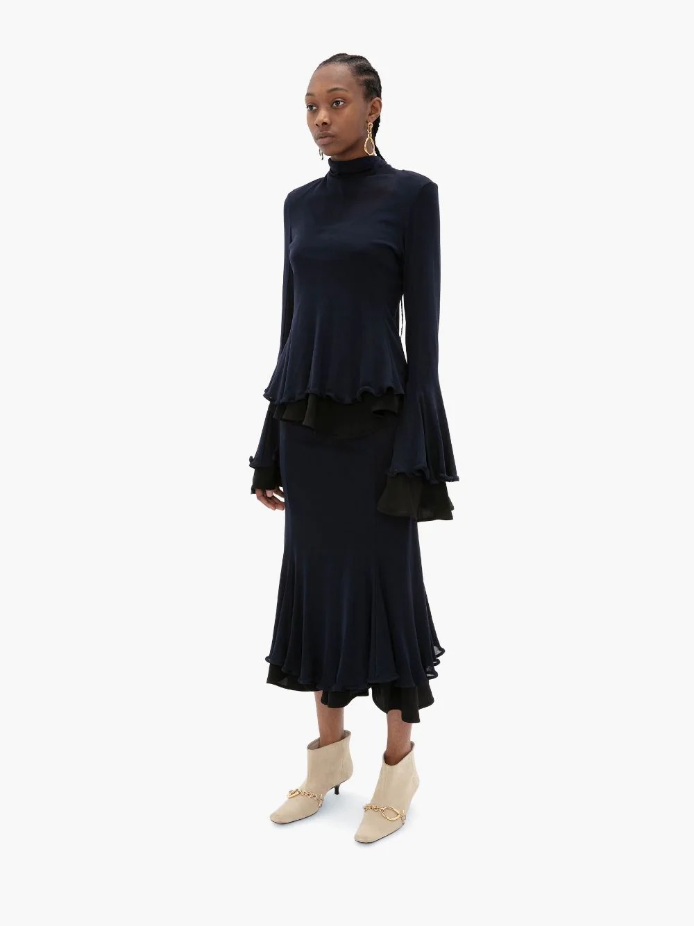 FLUTED HEM DOUBLE LAYER SKIRT - 3