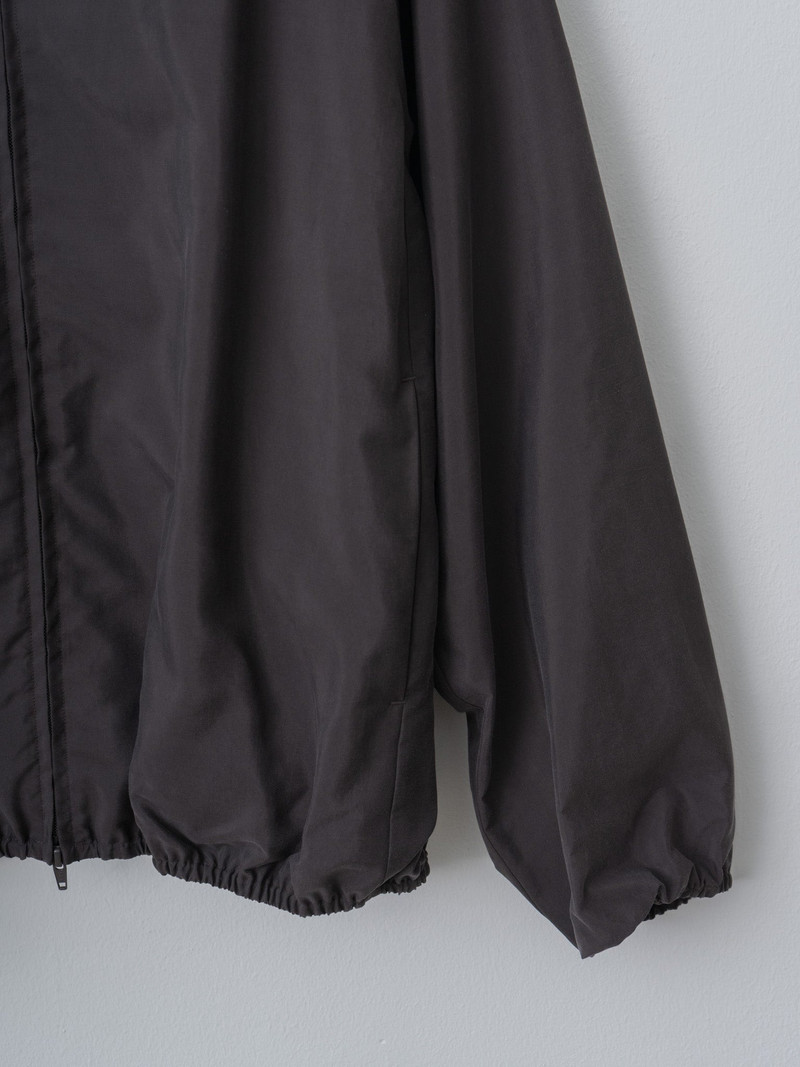 Silk Nylon Collared Zip Jacket - Charcoal Brown 7