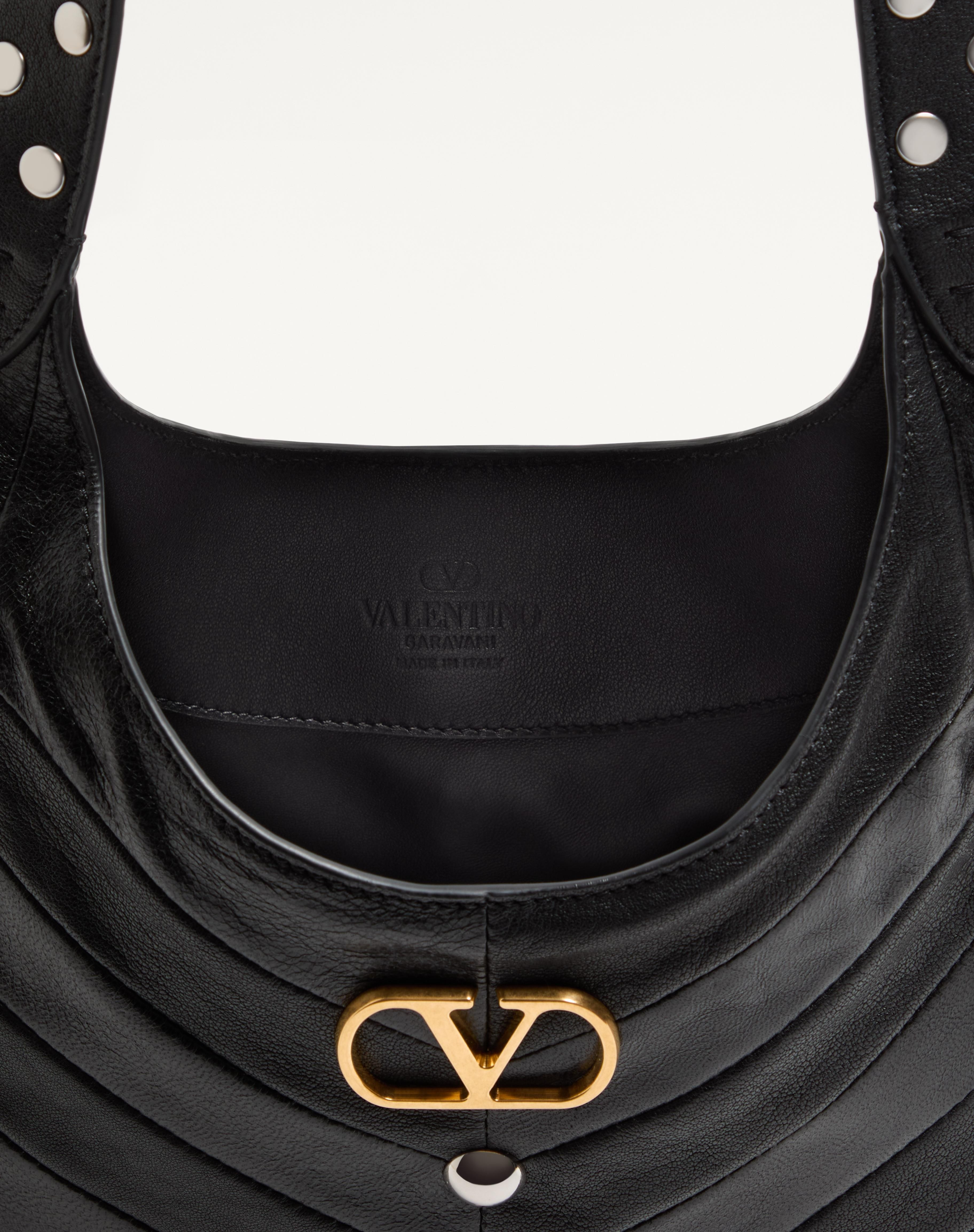 VALENTINO GARAVANI HOBOHO SMALL NAPPA LEATHER HOBO BAG WITH CHEVRON PATTERN AND STUDS - 6