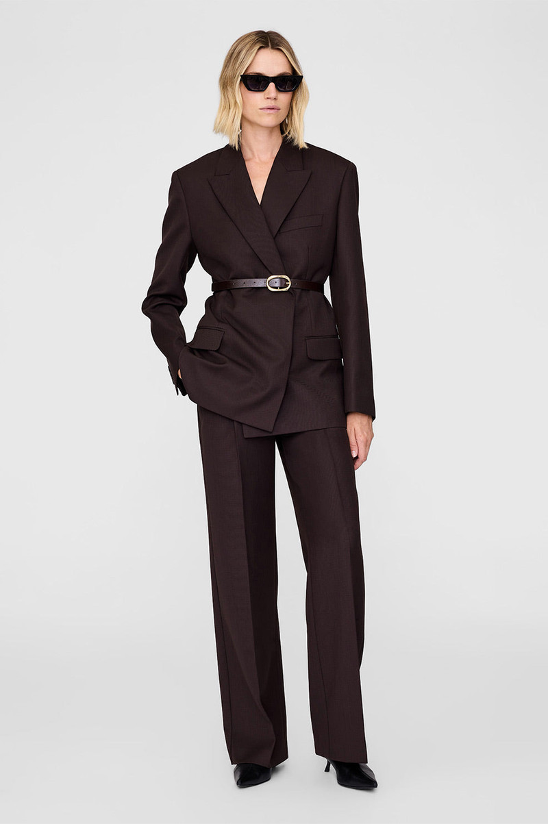 ANINE BING Small Signature Link Belt - Dark Brown With Gold outlook
