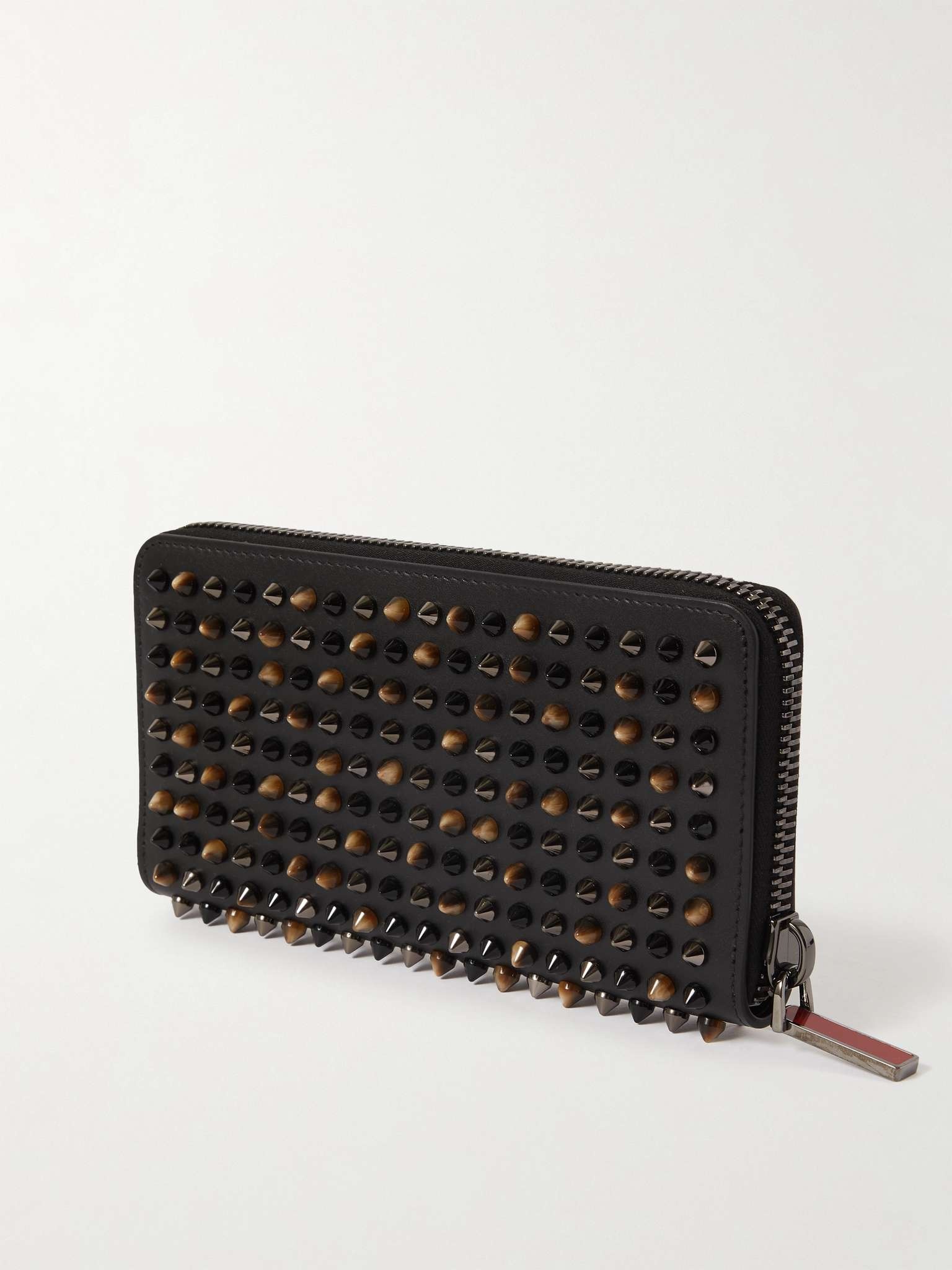 Spiked Leather Zip-Around Wallet - 3