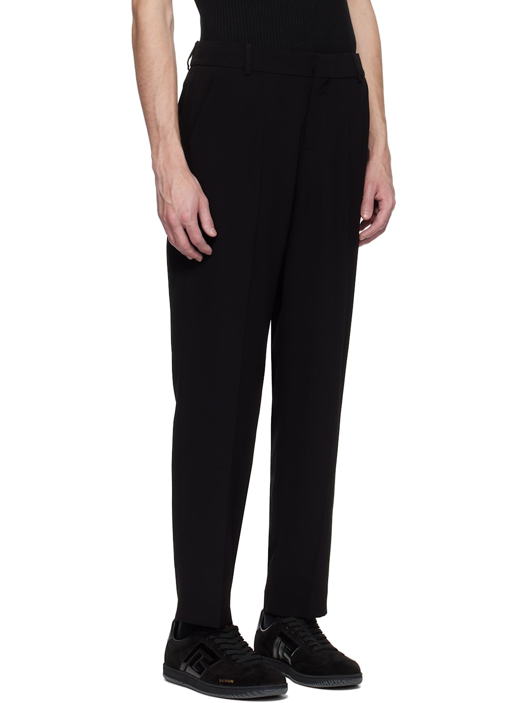 Black Crêpe Straight-Leg Trousers - 2