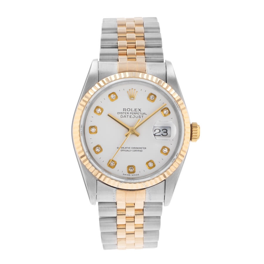 Pre-owned Rolex Datejust Automatic Chronometer Diamond White Dial Men's Watch 16233 WDJ - 2