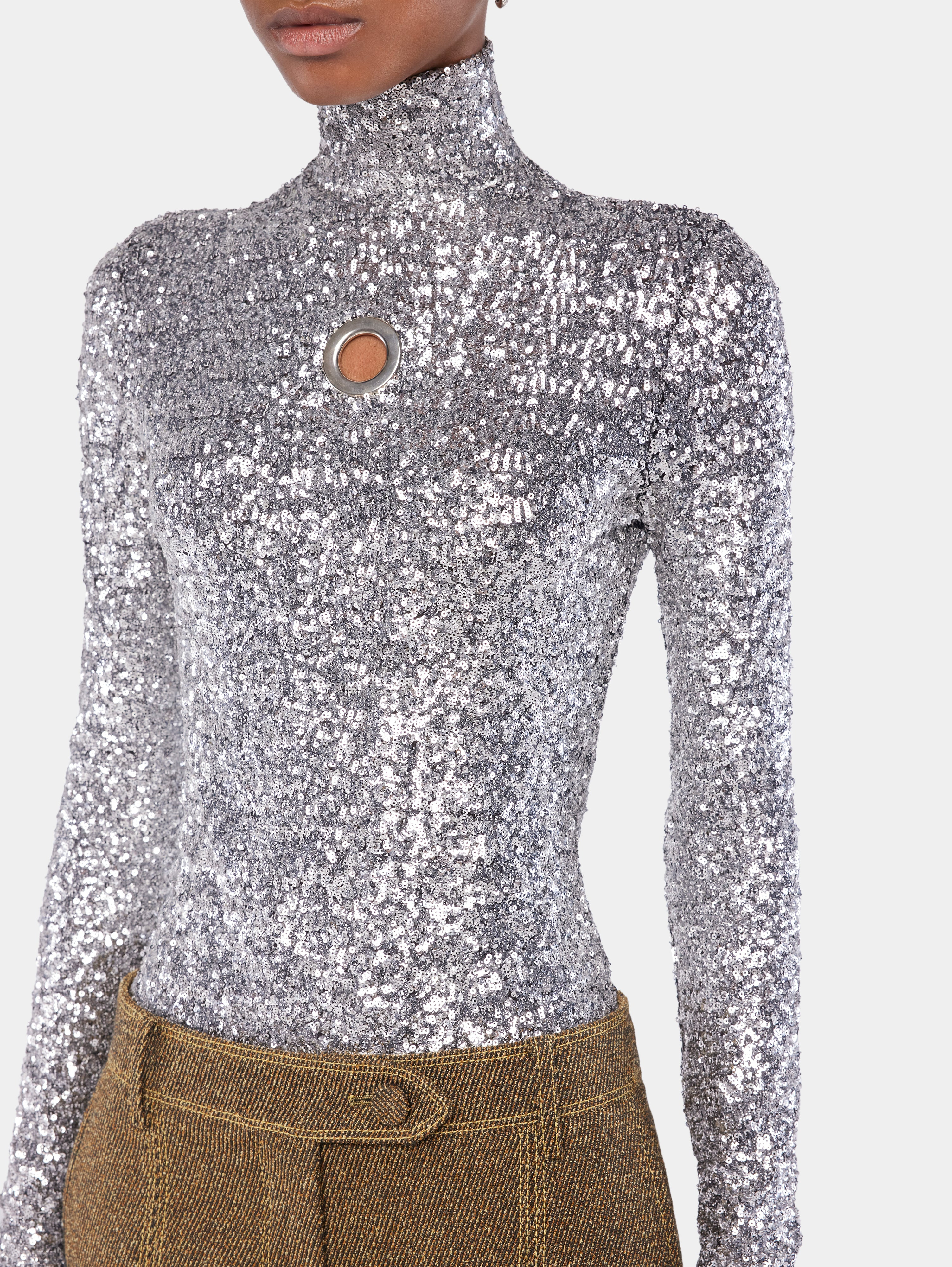 SEQUIN TURTLE-NECK TOP - 4