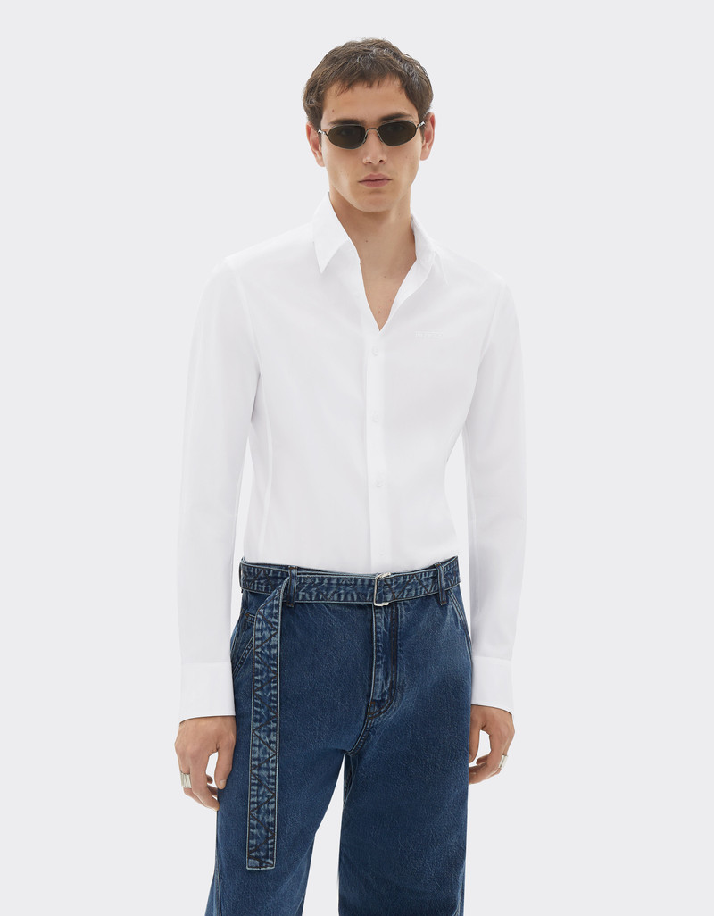 Poplin shirt with embroidered Ferrari logo 5