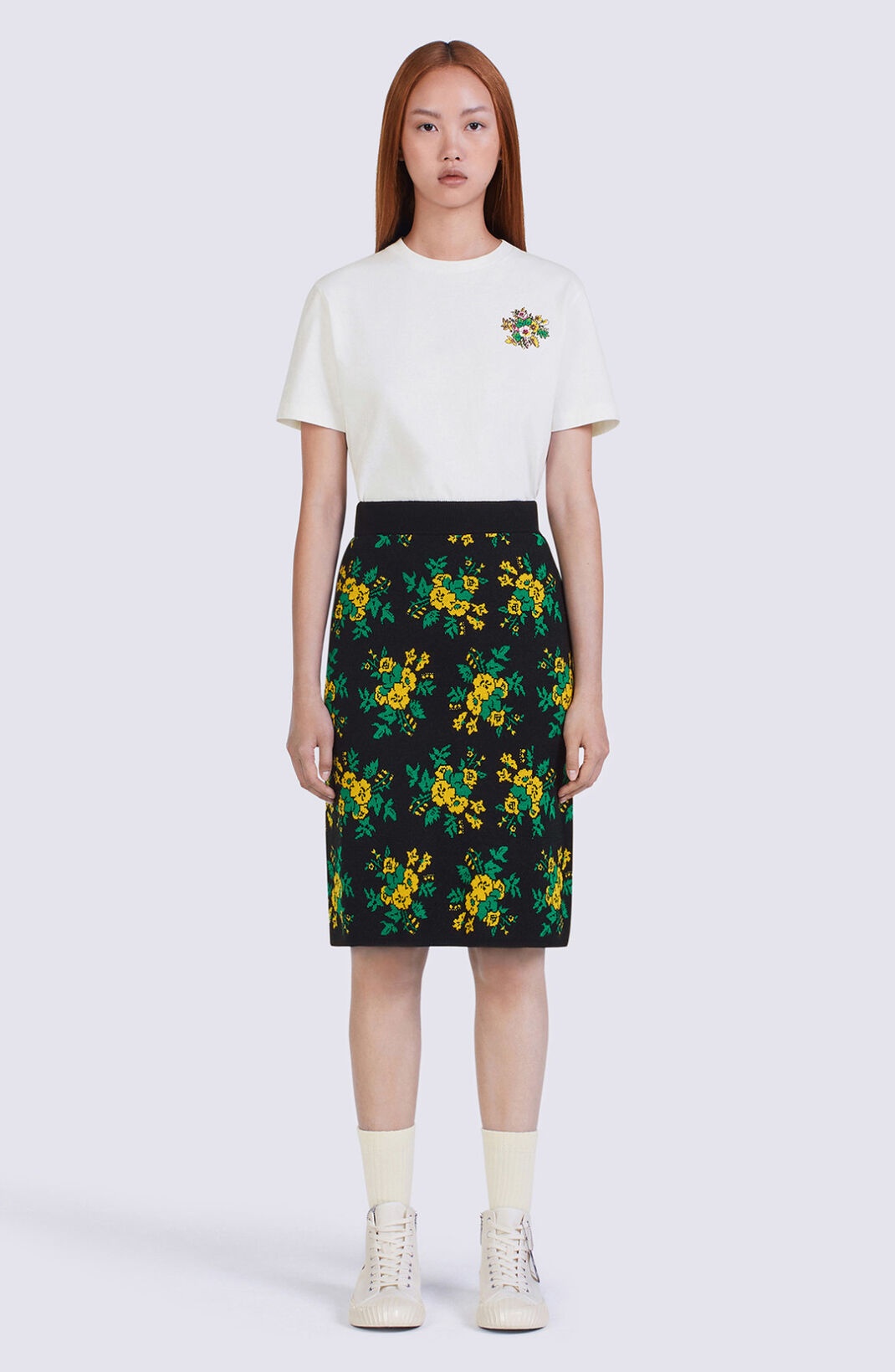 'Pop Bouquet' wool midi skirt - 2