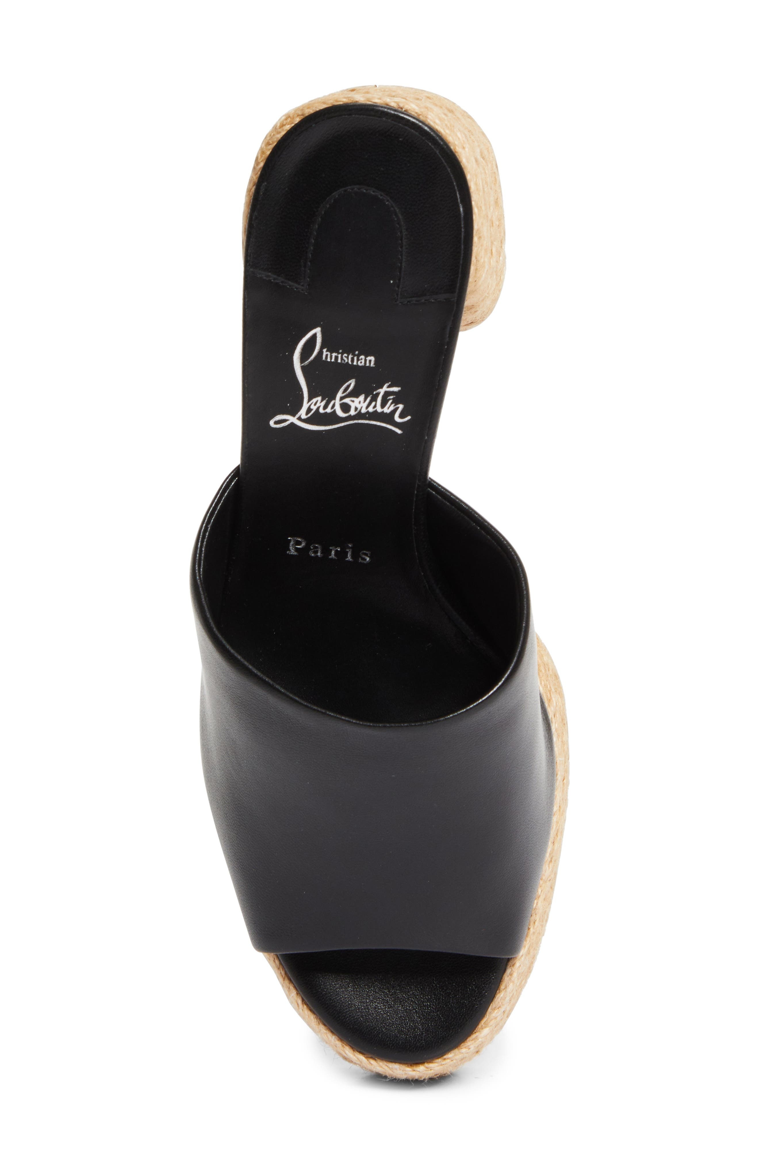 Christian Louboutin Calakala Espadrille Platform Slide Sandal in Black/Lin Black at Nordstrom - 5