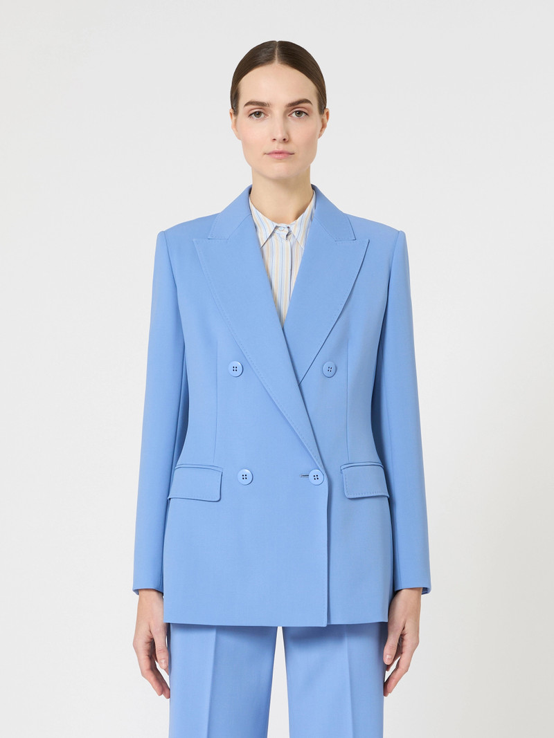 GREMBO Fitted wool crepe blazer - LIGHT BLUE 3