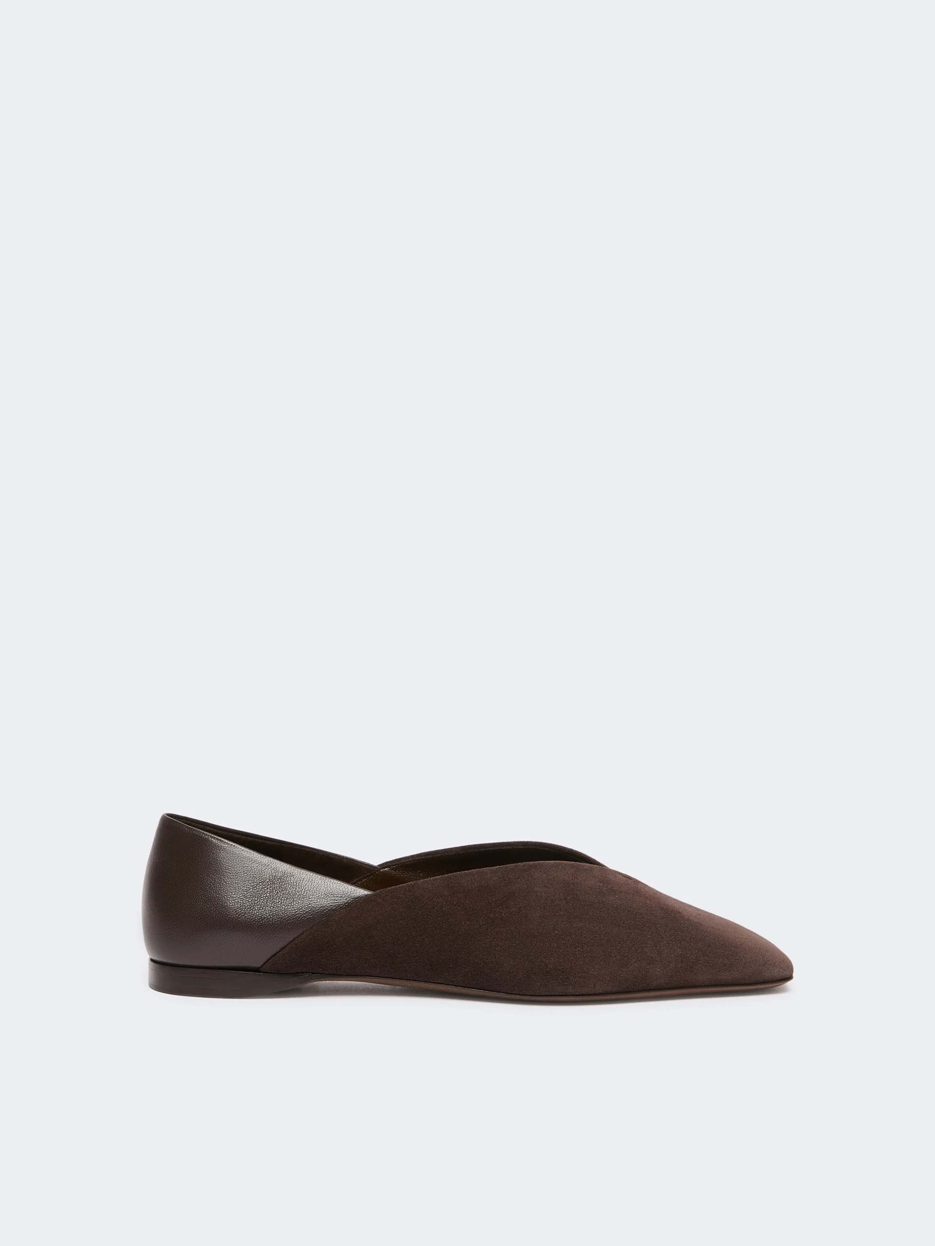 SQUAREFLAT Split leather and nappa leather ballet flats - DARK BROWN - 1