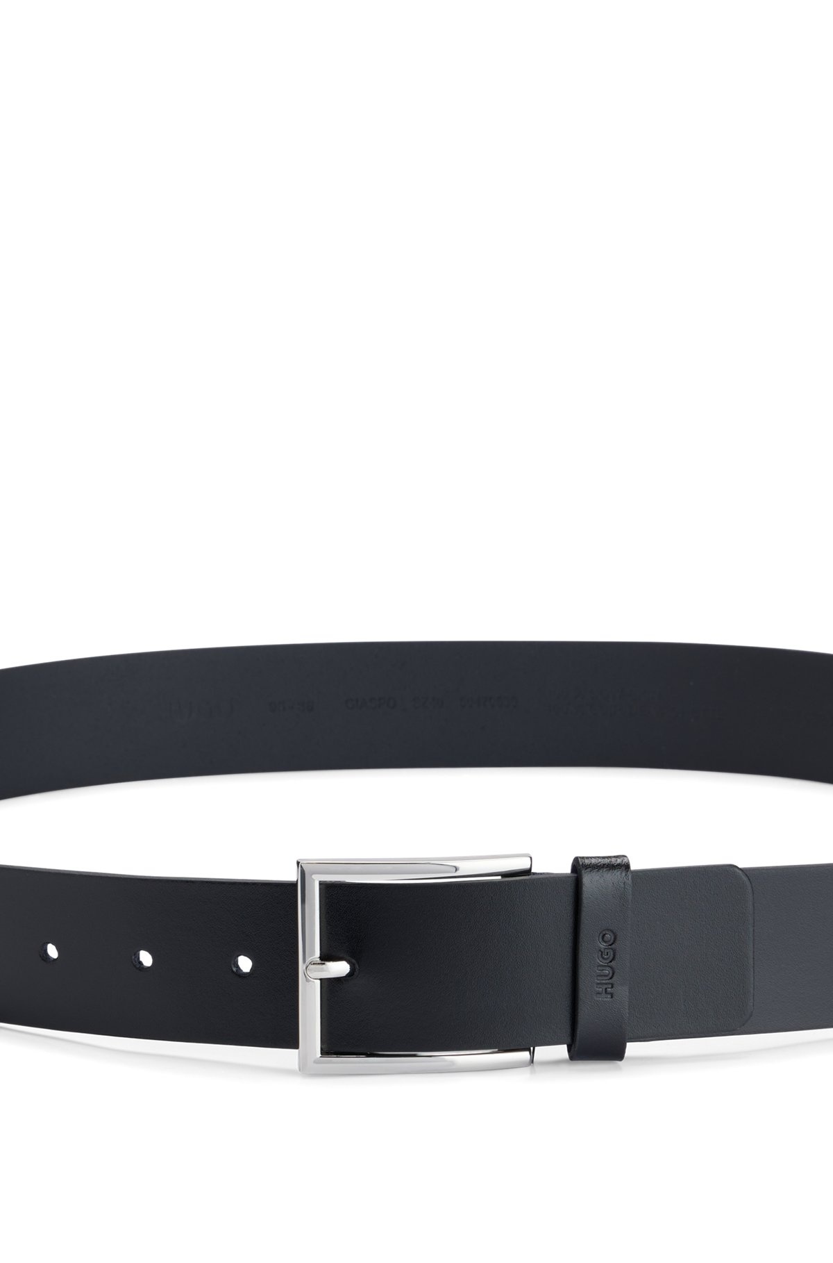 LEATHER BELT WITH LOGO-STAMPED KEEPER - 5