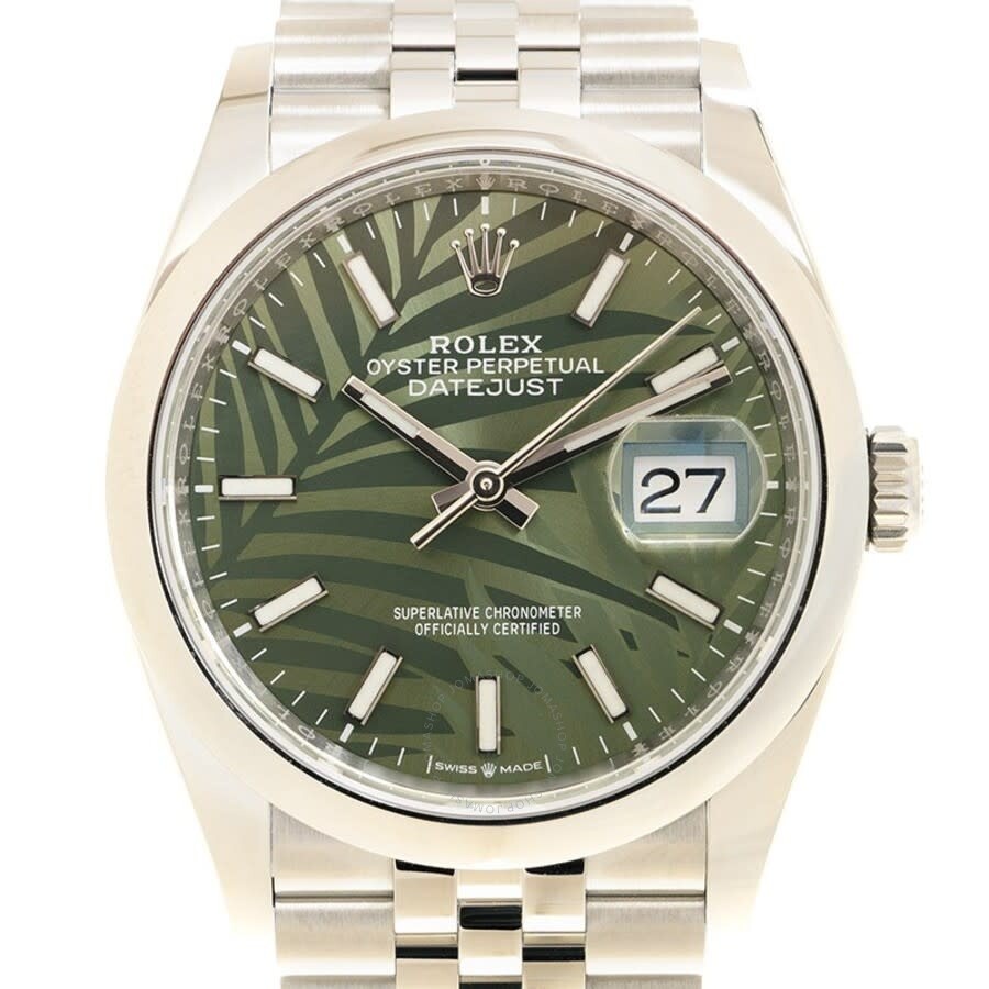 Rolex Datejust 36 Automatic Olive Green Palm Ladies Watch 126200GNSPLMJ - 2