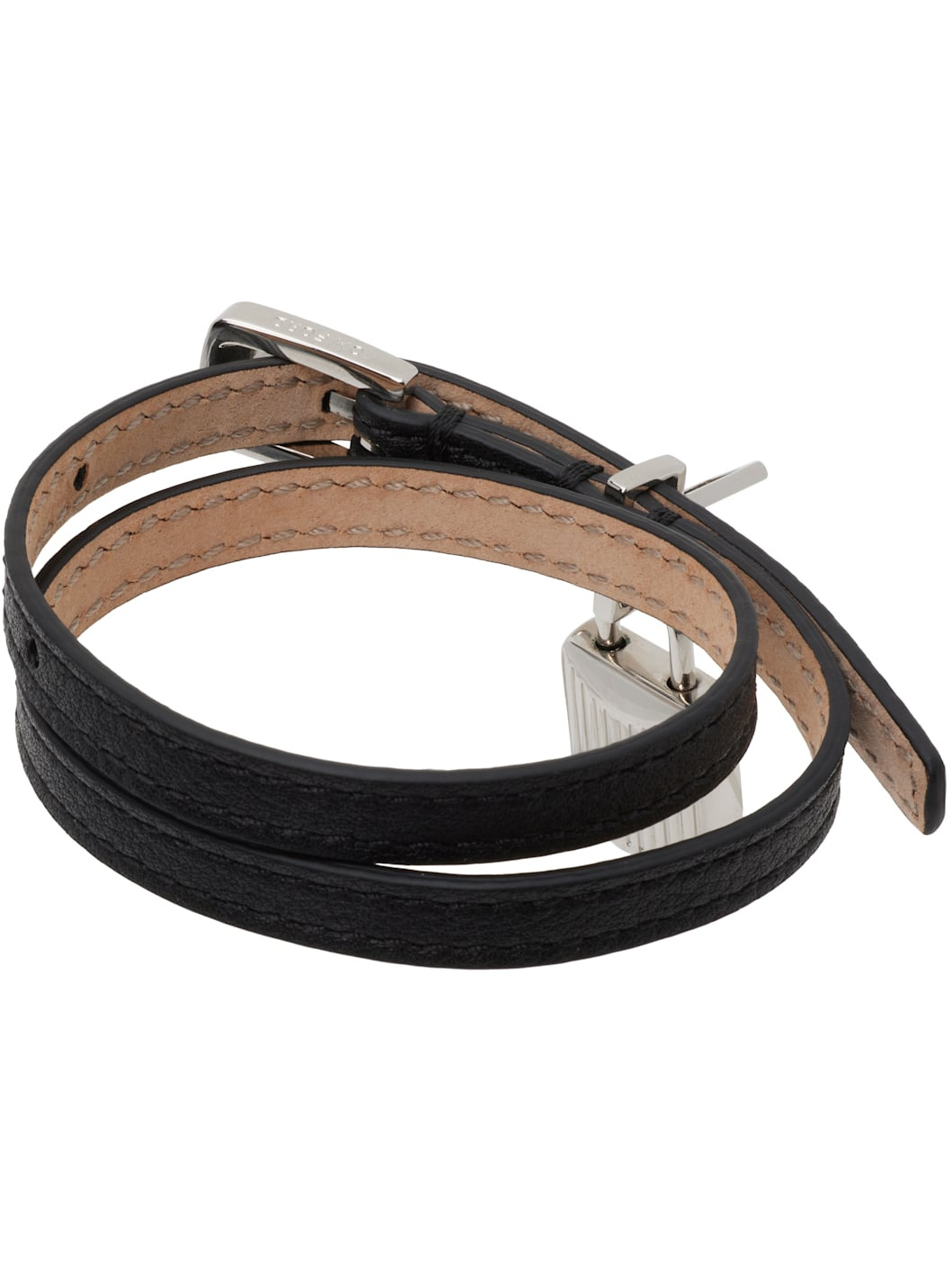 Black Leather & Stone Bracelet - 2