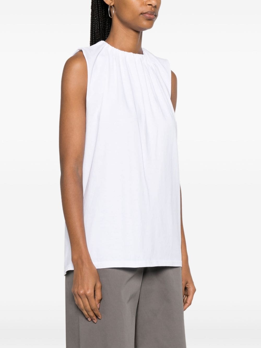 gathered-detail cotton tank top - 3