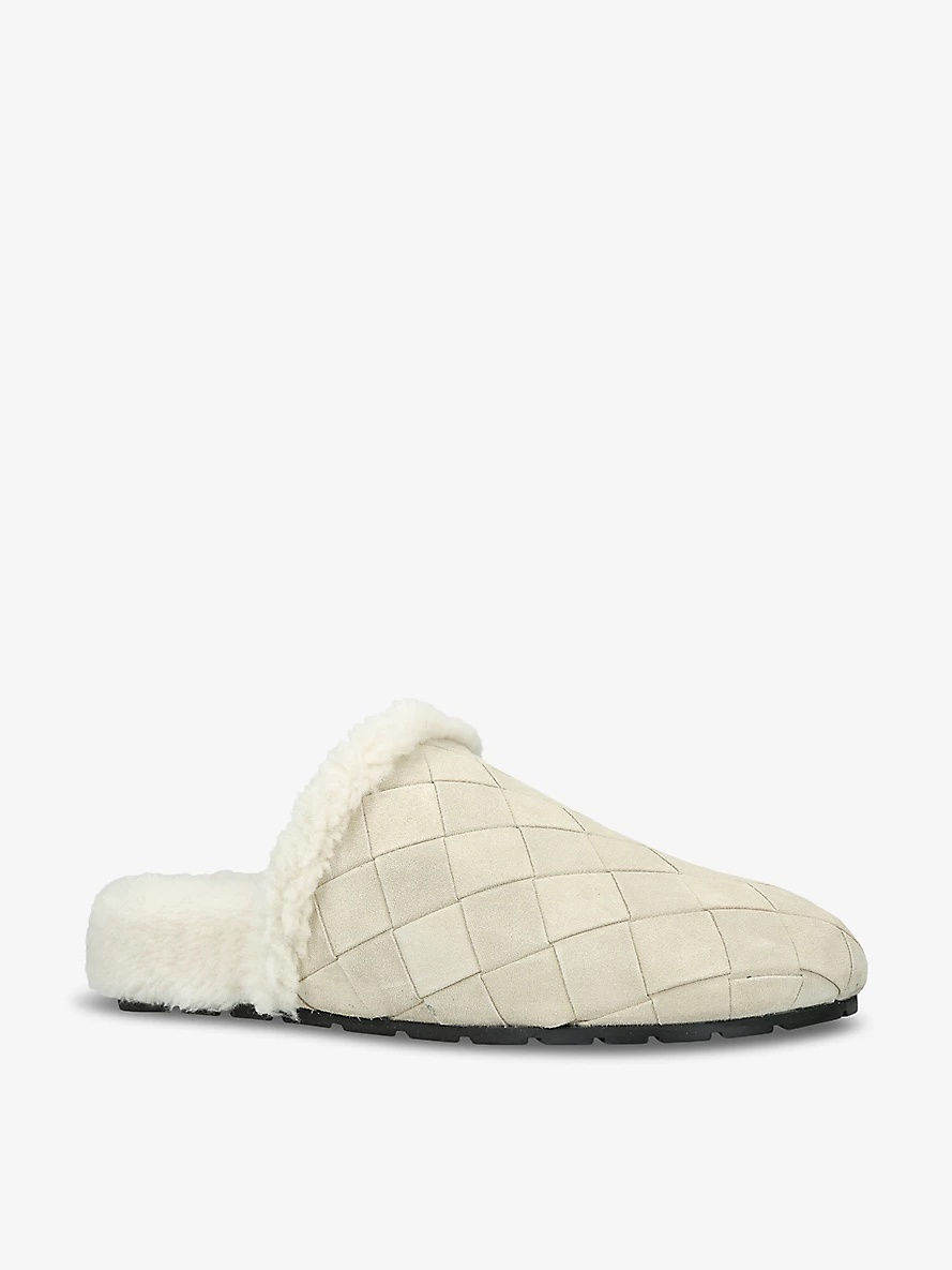 Reggie Intrecciato shearling-lined suede mules - 3