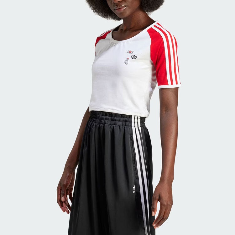 (WMNS) adidas Originals x Mickey Mouse 3-Stripes Icon For Her Baby T-Shirt 'White Red' IY2268 - 2