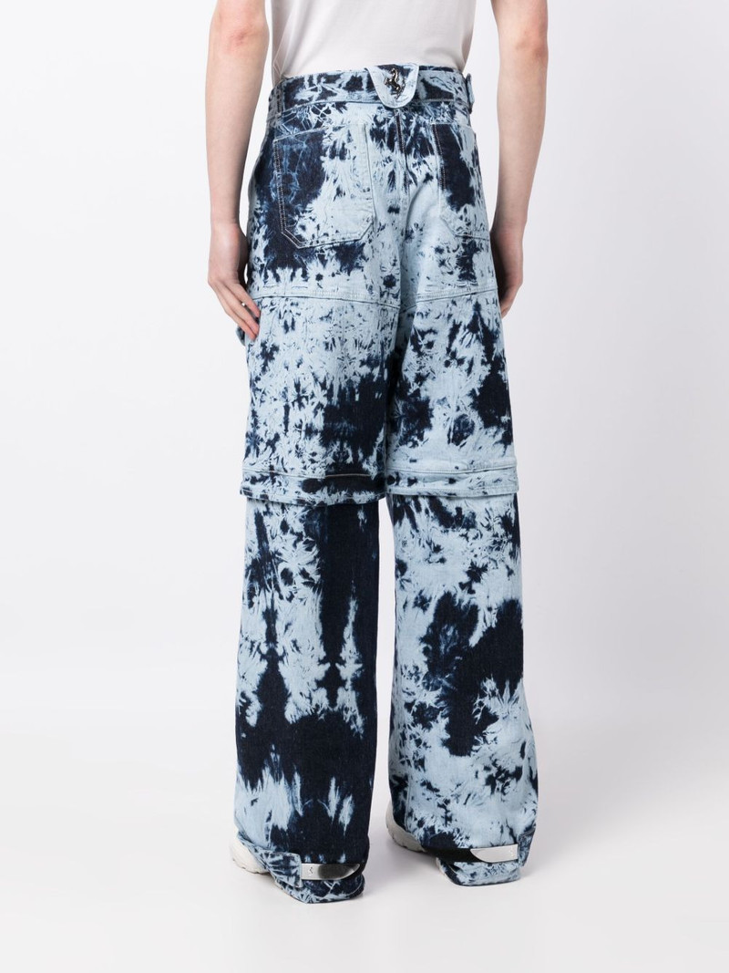 belted-waist tie-dye print jeans 4