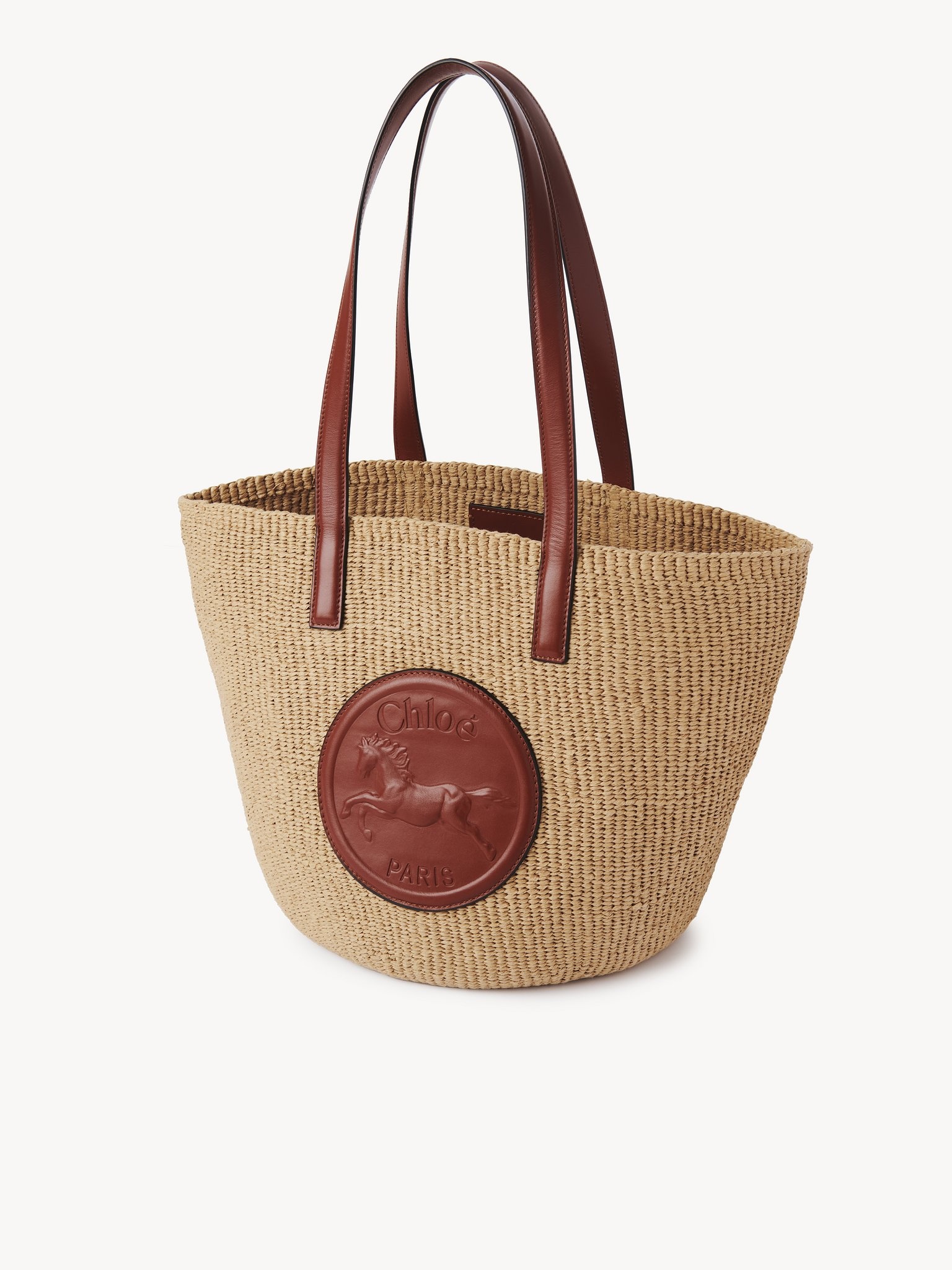 LARGE HORSE MEDAL BASKET IN NATURAL FIBERS - 3